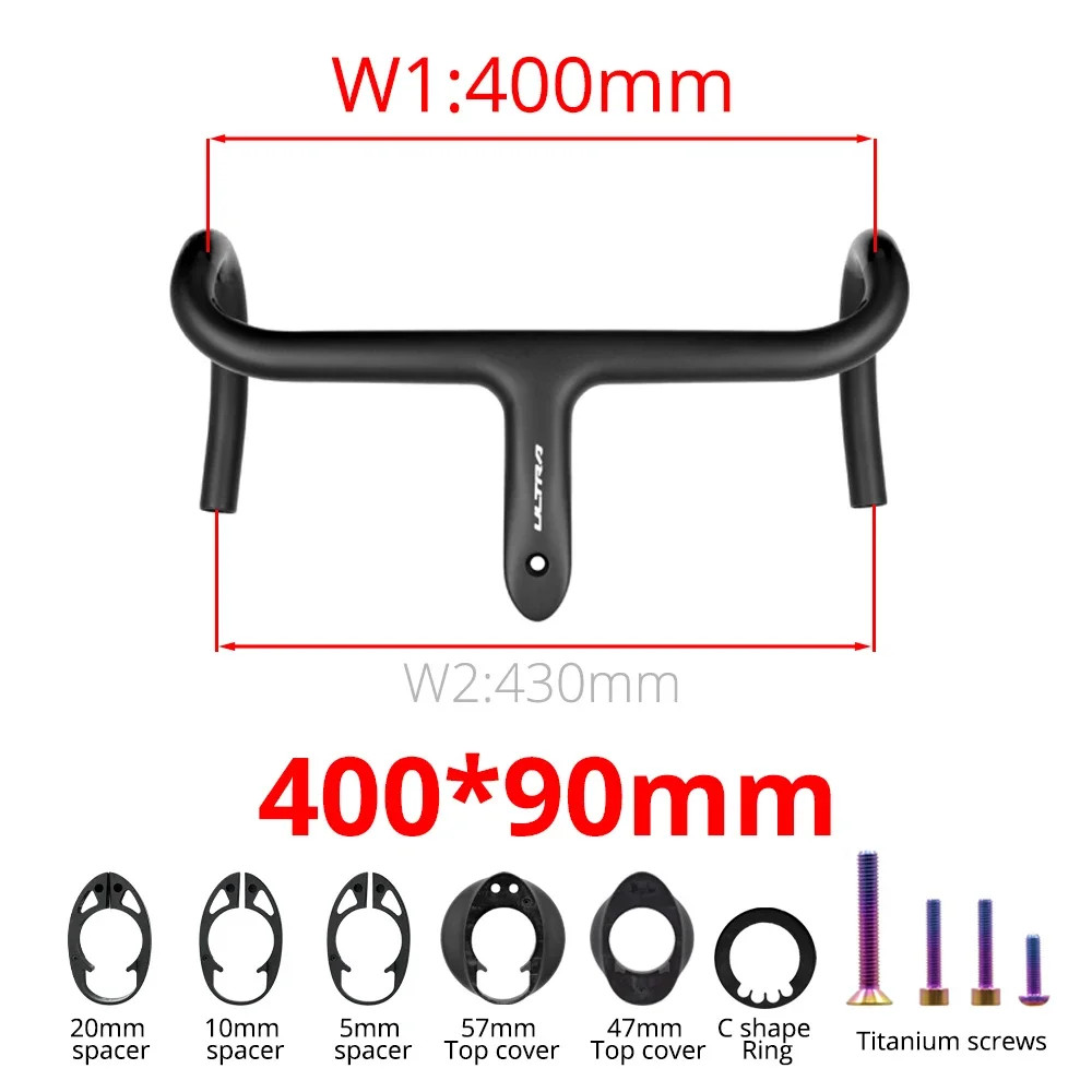 Road Bicycle Carbon Internal Cable Integrated Drop Bar 360-380mm with Mount