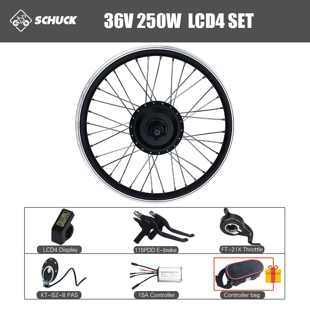 36V 48V 250W MTB Ebike Front Drive Brushless Gear Hub Motor Wheel Conversion Kit