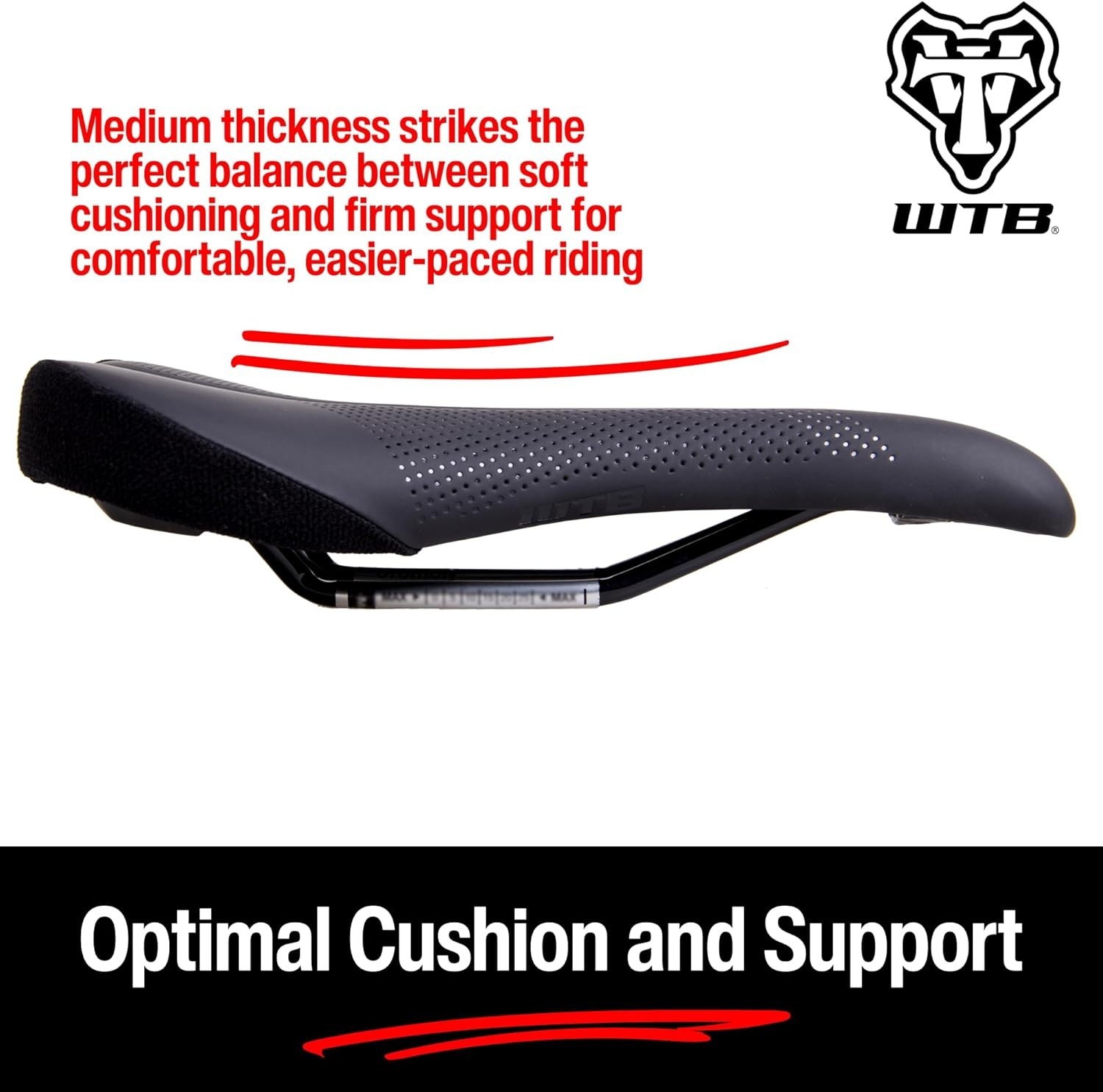 WTB Volt Saddle CROMOLY – Medium, Black 265mm Length, 142mm Wide