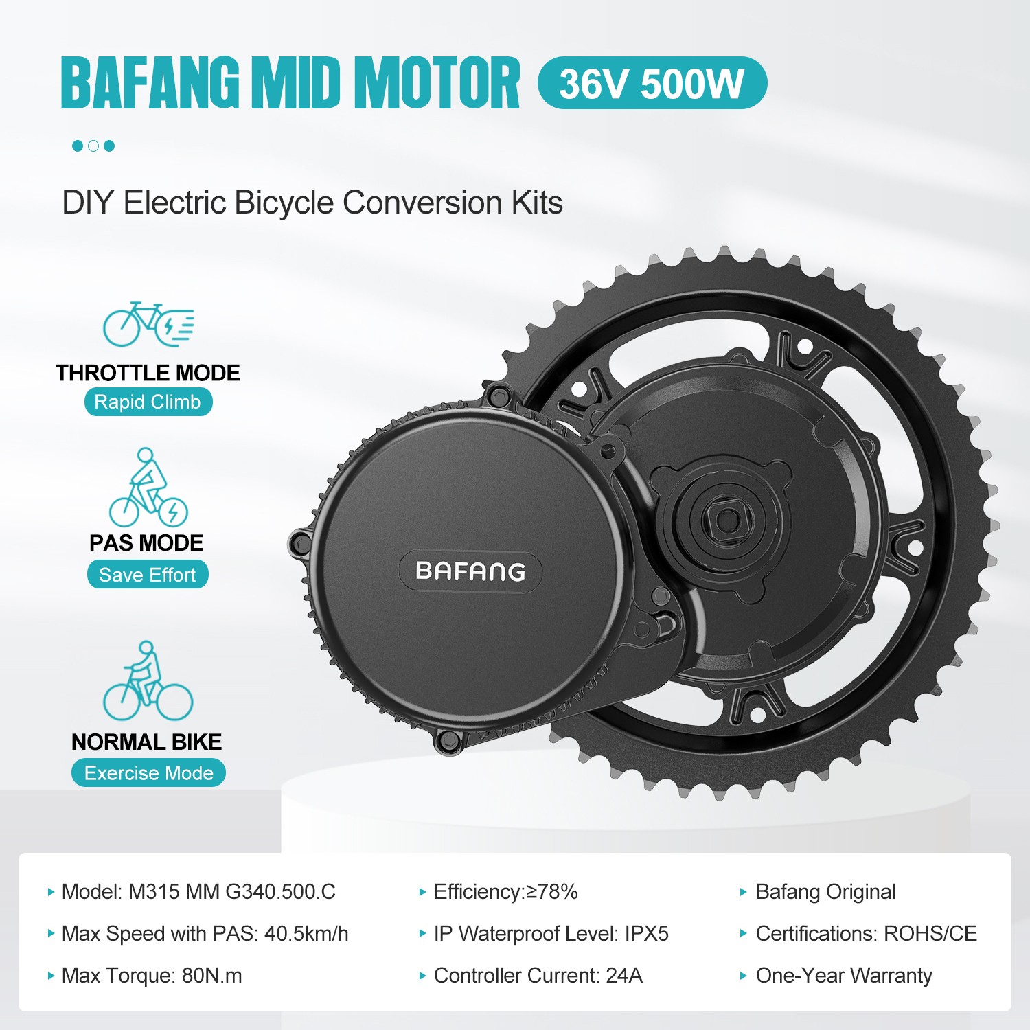 36V500W68-73mm Bafang BBS02B Mid Drive Motor eBike DIY Conversion Motor Kits