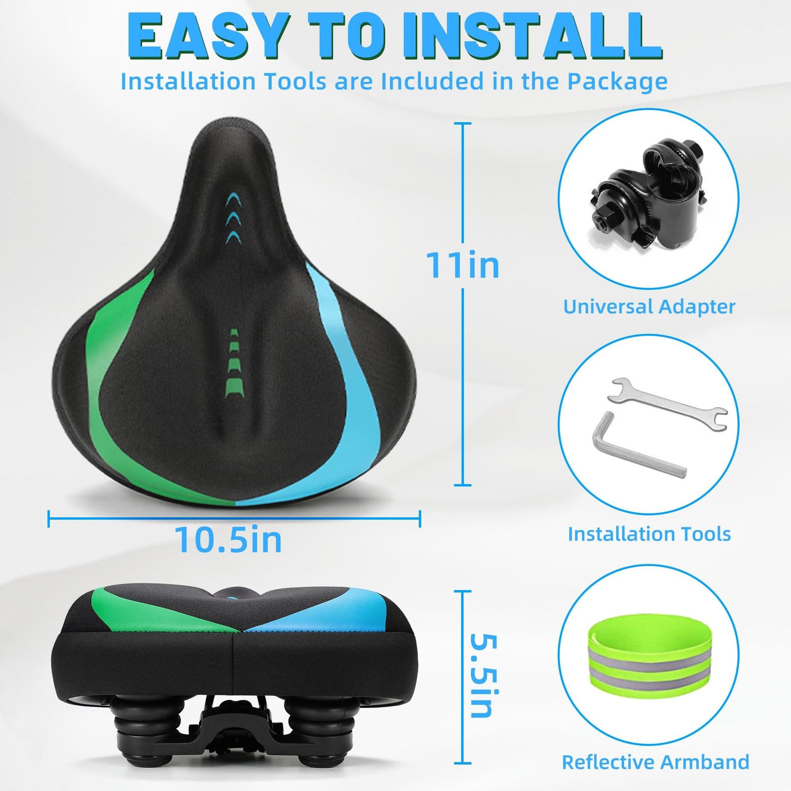 Oversized Bicycle Seat Comfortable Wide Saddle For Men Women Soft Cushion