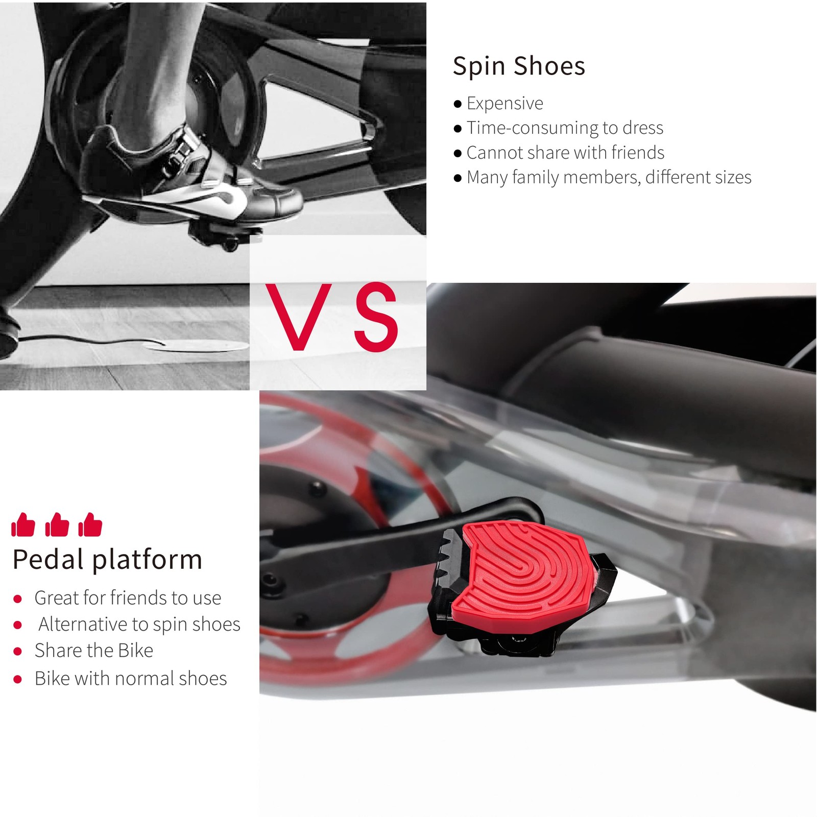 Pedals for Regular Shoes Compatible with Peloton Bike & Bike Plus Accessories