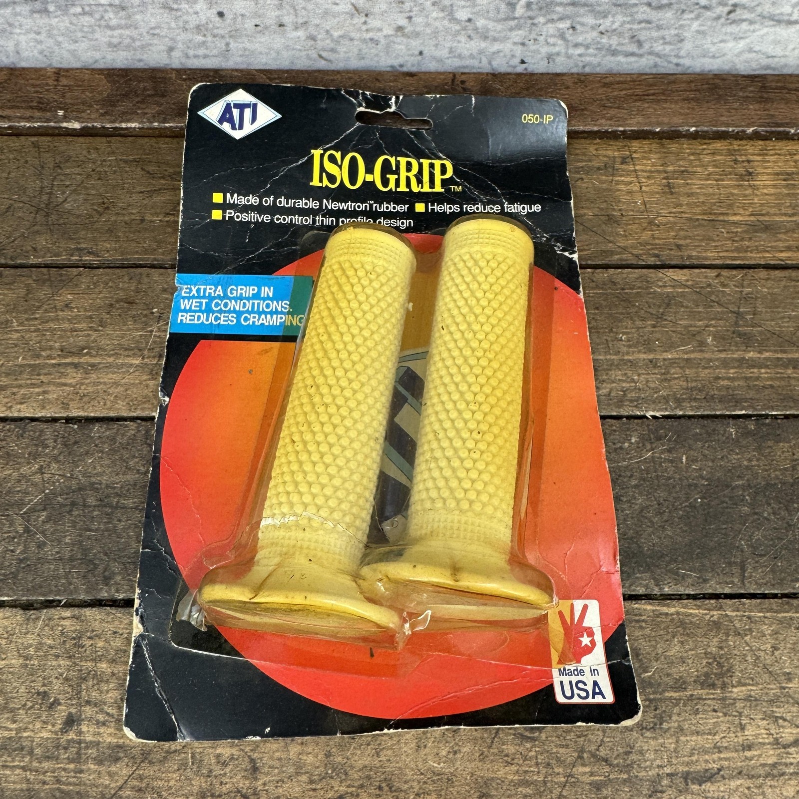 Vintage ATI ISO-Grip BMX Handlebar Grips Yellow Pair NOS Made USA Bike OS