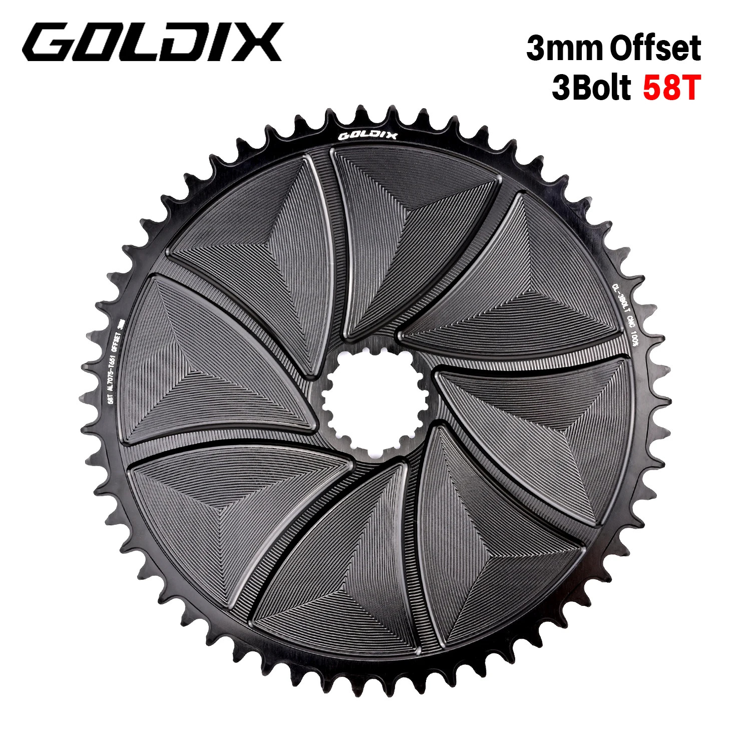 3mm Offset 3-Bolt AERO Wide Narrow Teeth Chainring for MTB Road Bicycle Crankset