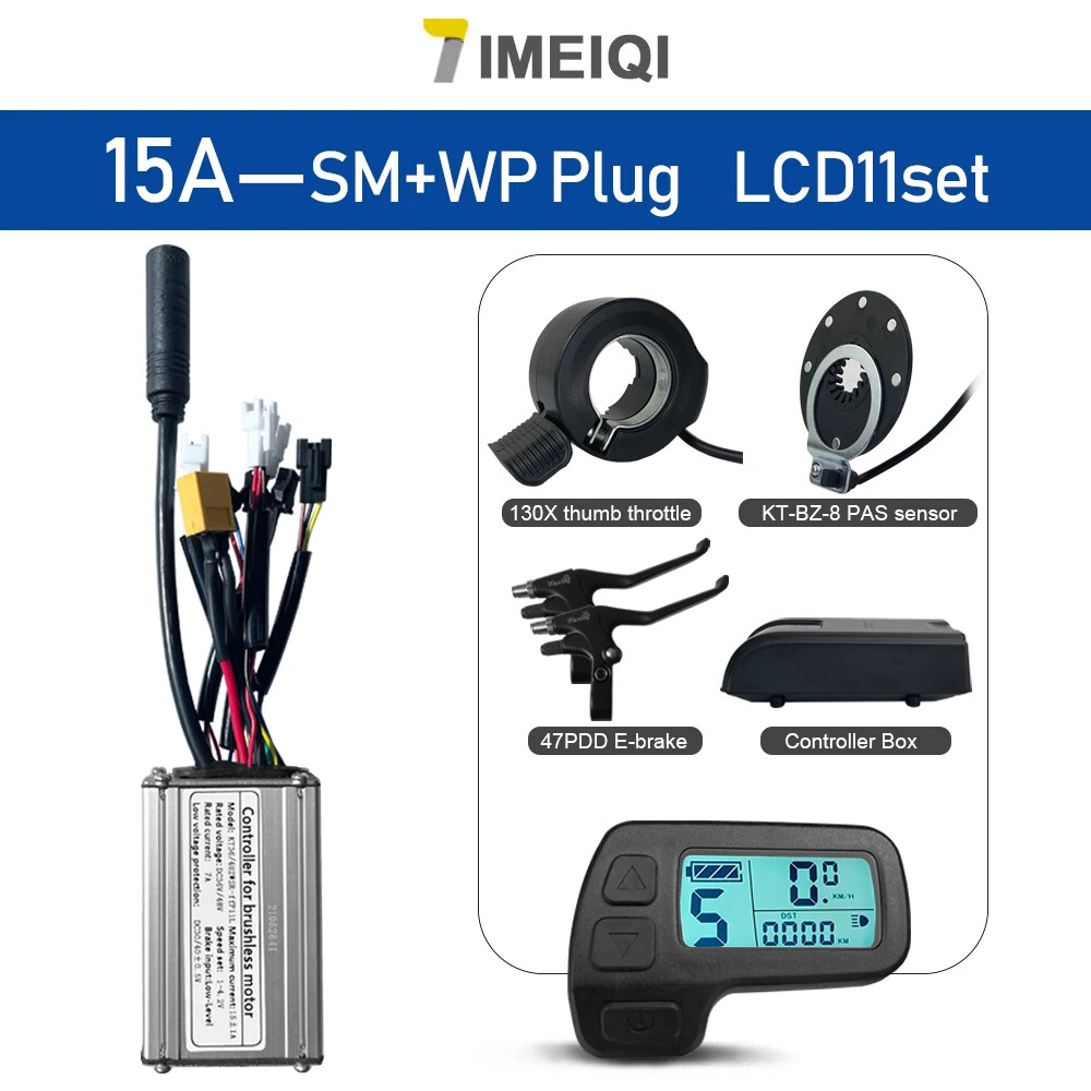 Electric Bike Controller 36V 48V 15A Waterproof 6 Mosfet Controller with Display