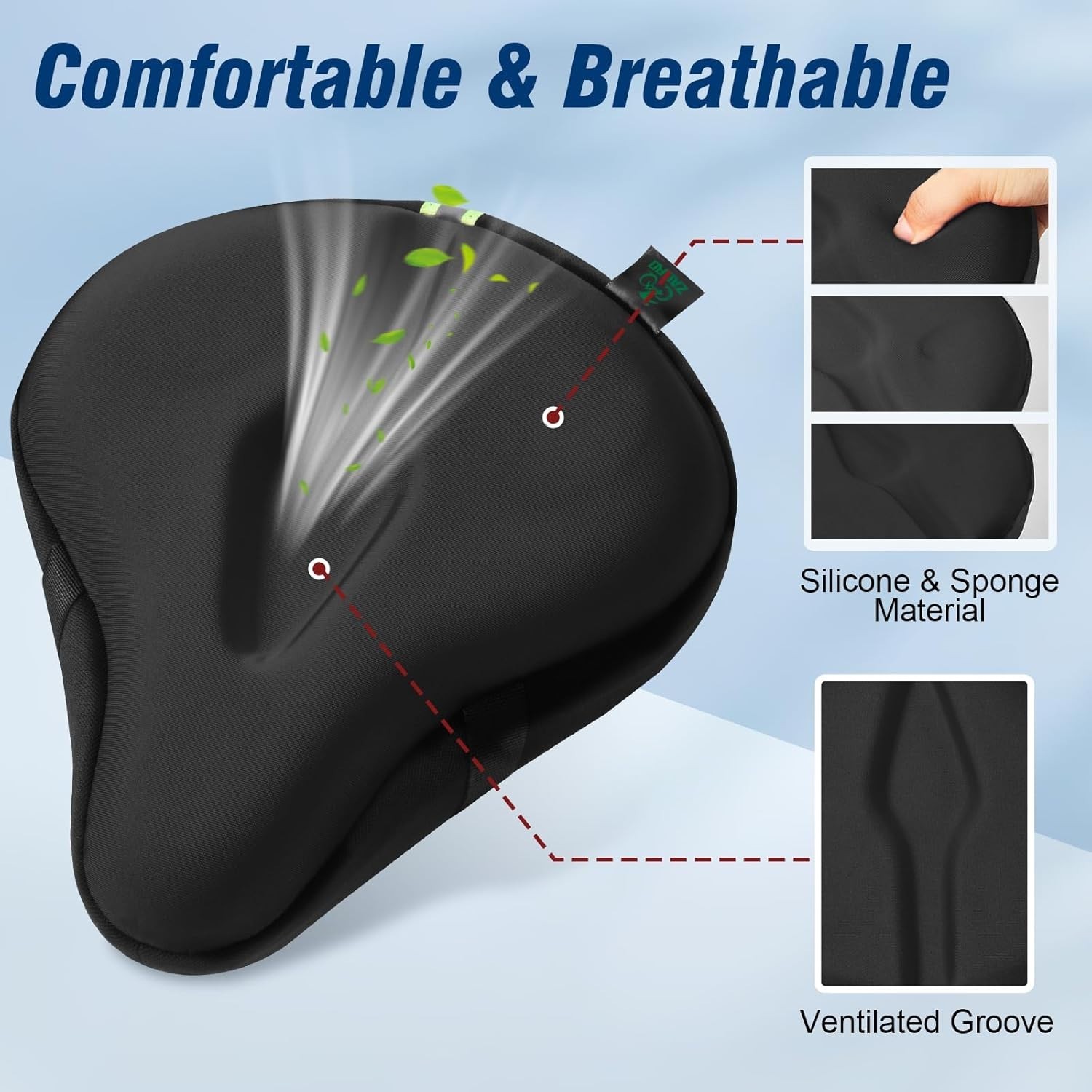 Deluxe Bike Seat Cushion with Moisture-Wicking Fabric – 11×10 Inches of Comfort