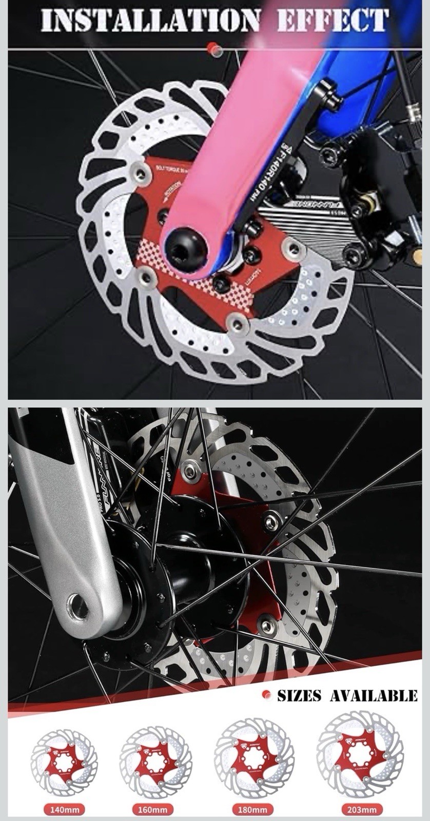 KOOTU Bike Disc Brake Rotor 160mm 180mm with 6 Bolts MTB Bicycle Rotors