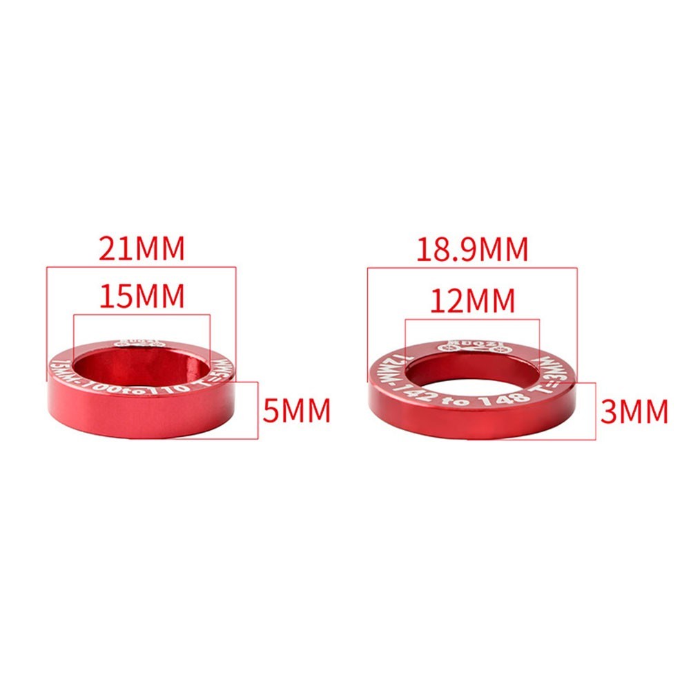1 Pair Aluminum Bicycle Hub Conversion Spacers Boost Hub Gaskets Kit Black/Red