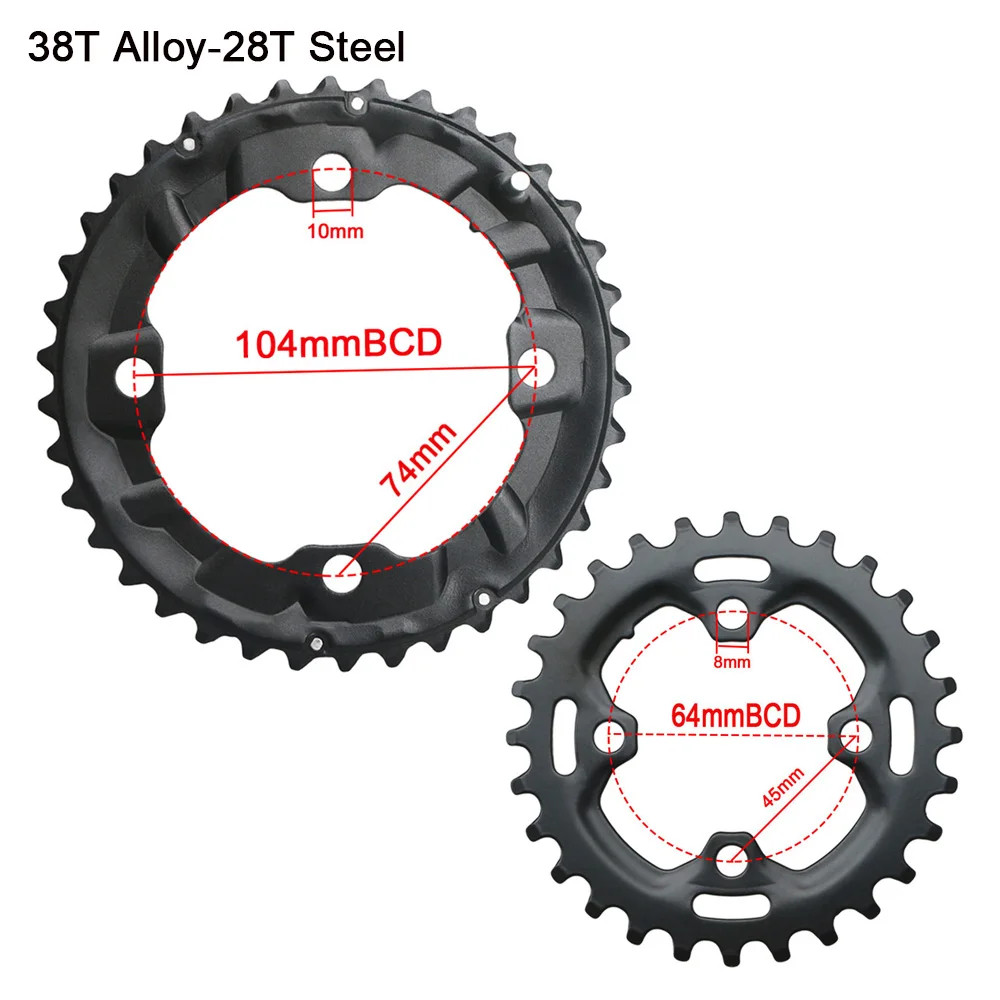 MTB Bicycle Chainring 64BCD 104BCD Double Chainwheel 22T-38T Parts