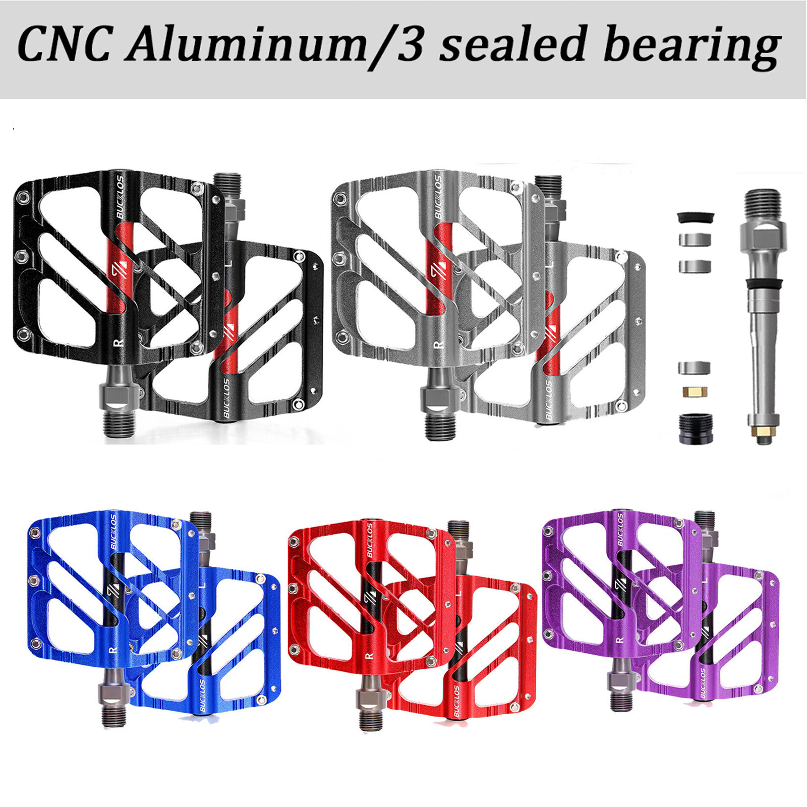 MTB Pedal Mountain Bike Flat Pedals 3 Bearing 9/16” Aluminum Fit Shimano/DMR US