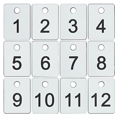 Plastic Numbered Tags Rectangle Key Number Tags Number Disc with 1-50 White