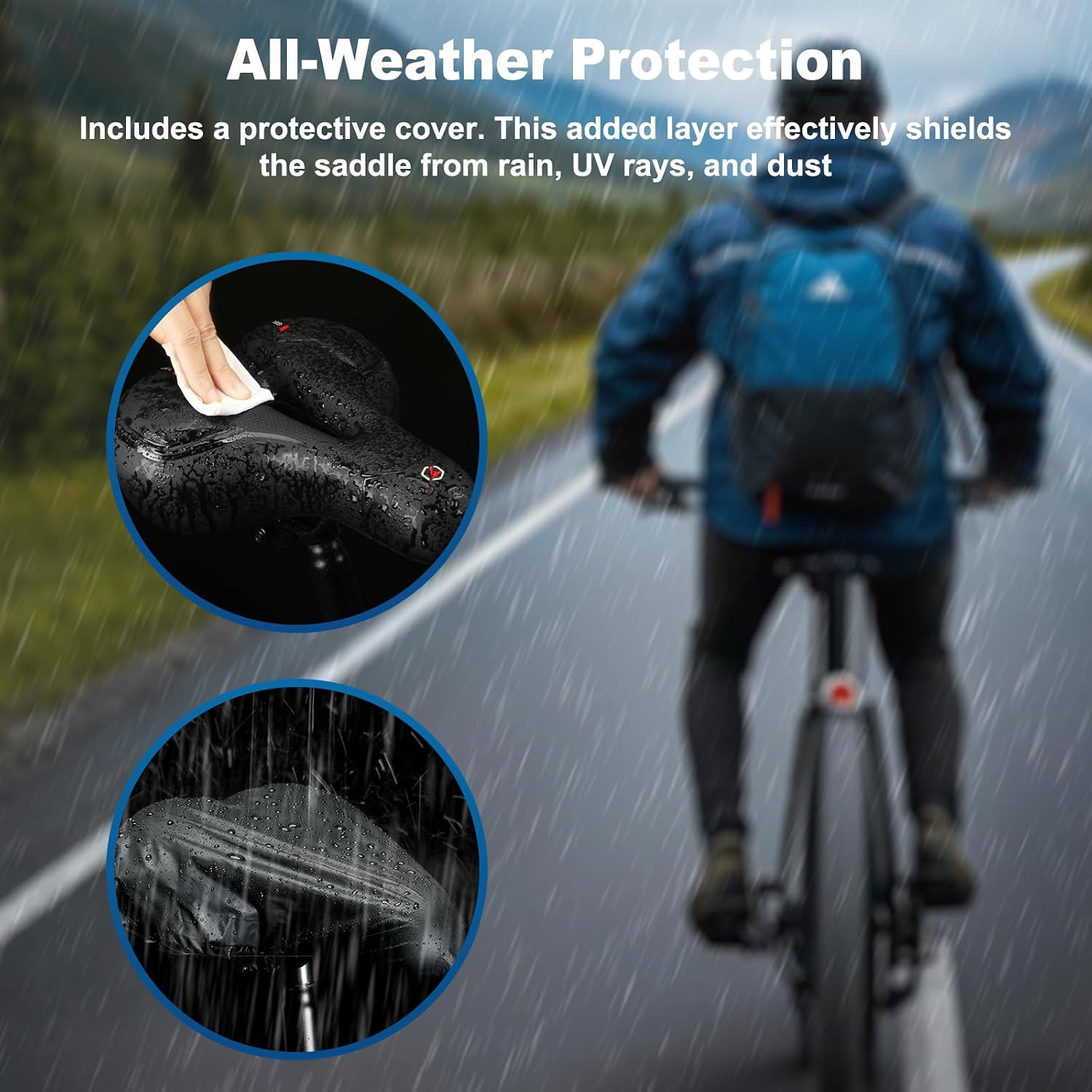 Bike Seat, Comfort Wide Bicycle Seat for Men Women, Waterproof Bike Saddle with