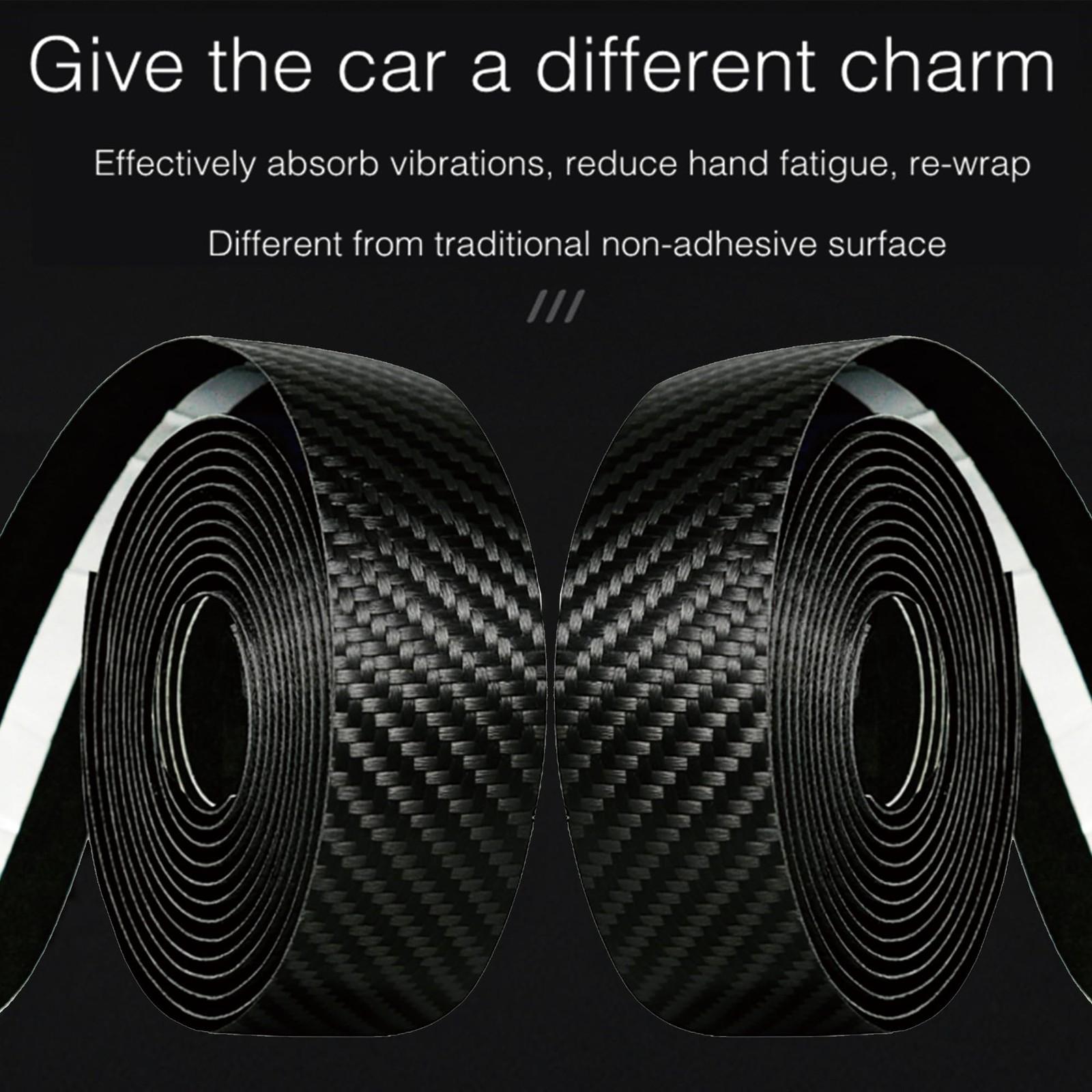 Bicycle Handlebar Tape, Carbon Fiber PU&EVA Road Bike Bar Tape Non-Slip Cycli..