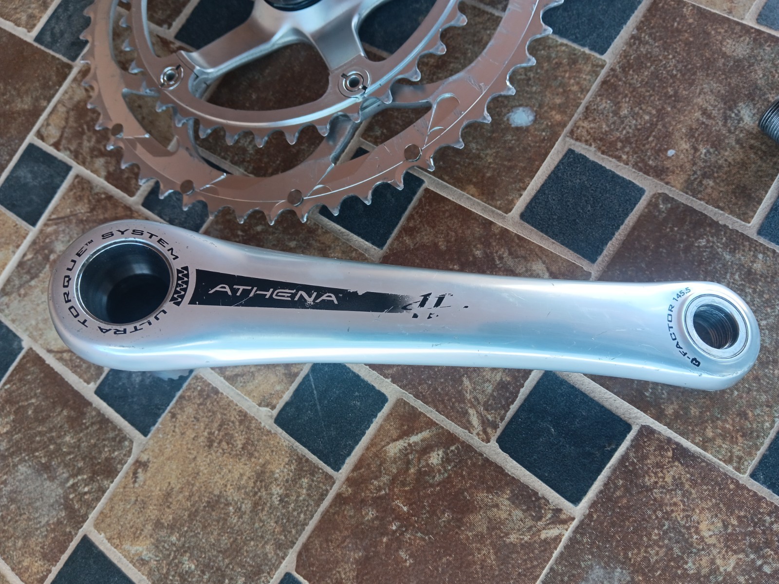 175mm 53/39 Campagnolo Athena 11 Ultra Torque Double Alloy Crankset Silver Campy