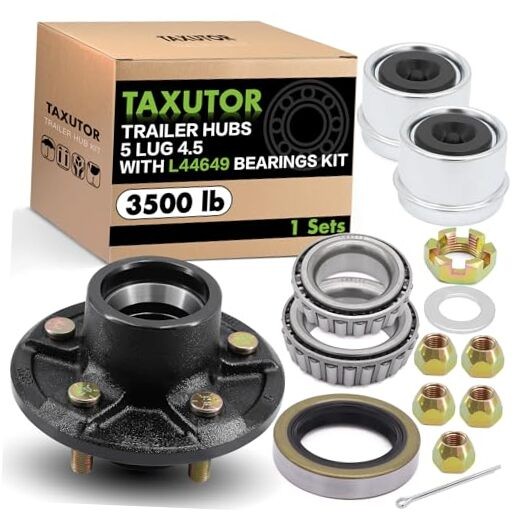 5-Lug Trailer Idler Hub Kit for 3500 lb Axles, 5 on 4.5″ Bolt Pattern, 1 Sets
