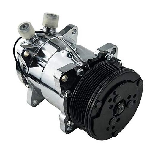 Universal A/C Compressor with PV8 Clutch Sanden 508 5H14 R134A Chromed
