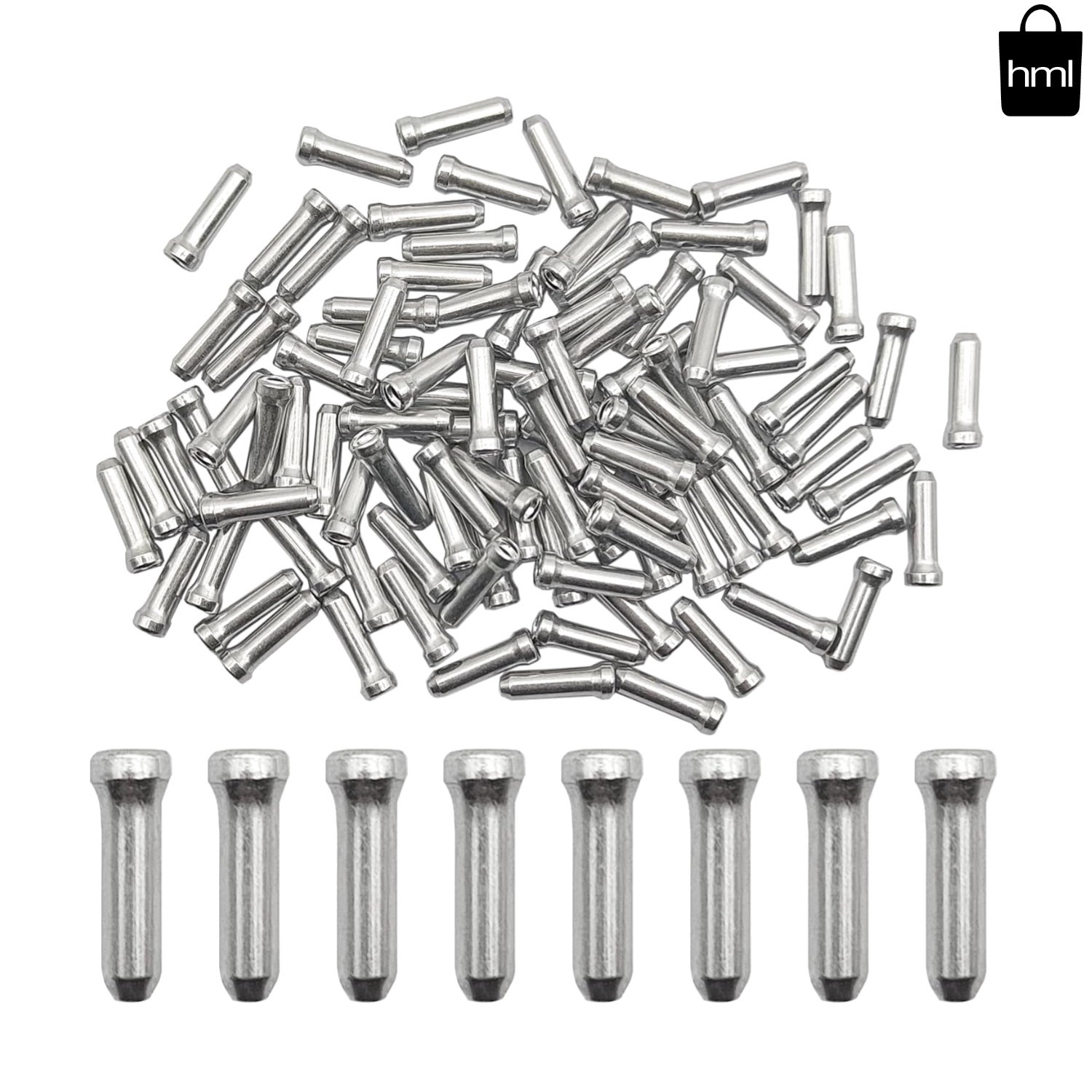 Versatile Alloy Crimps for Bicycle Cables – Pack of 100 Silver Cable End Caps