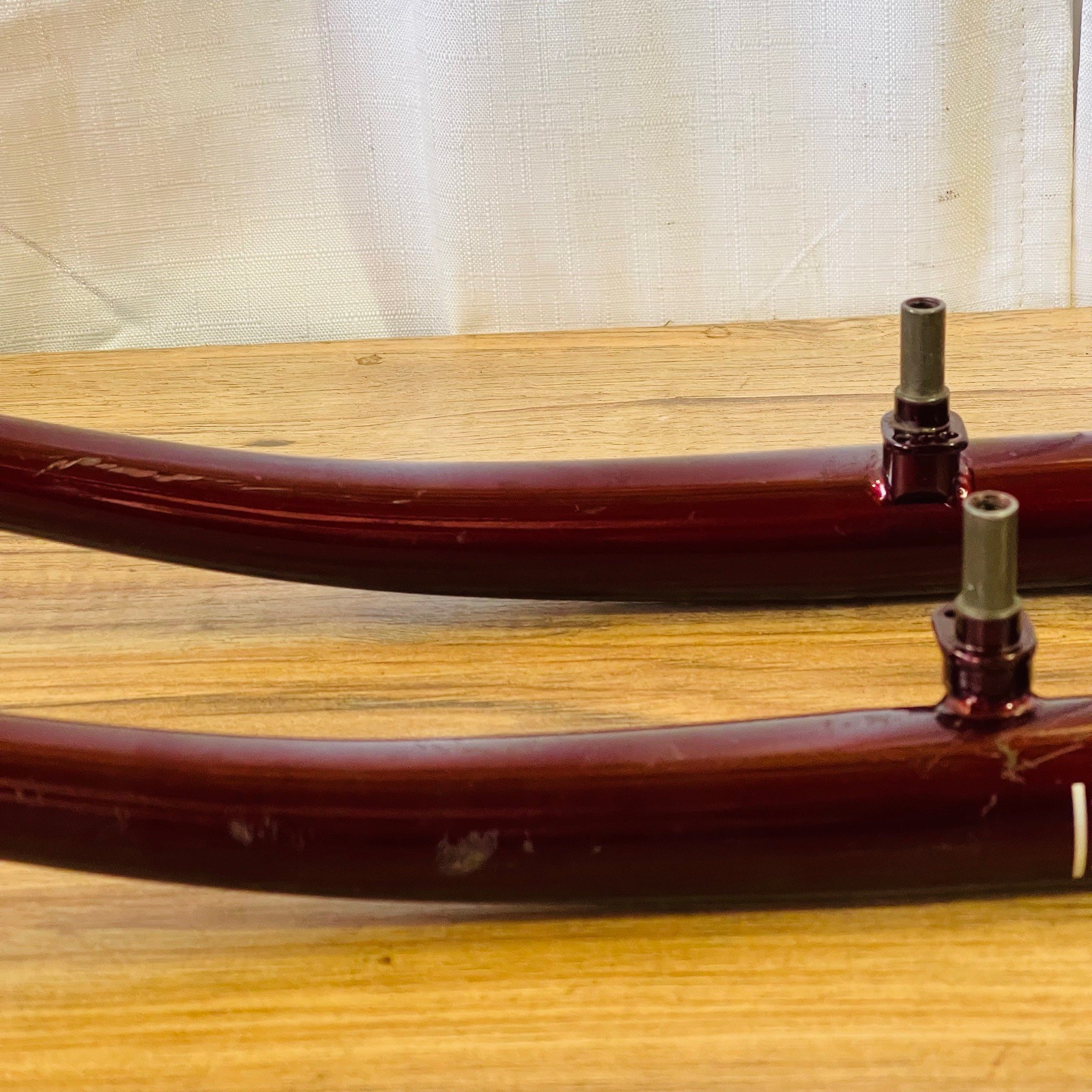 1-inch Threadless MTB Rigid Fork 175mm Steerer Burgundy All CRMO Steel