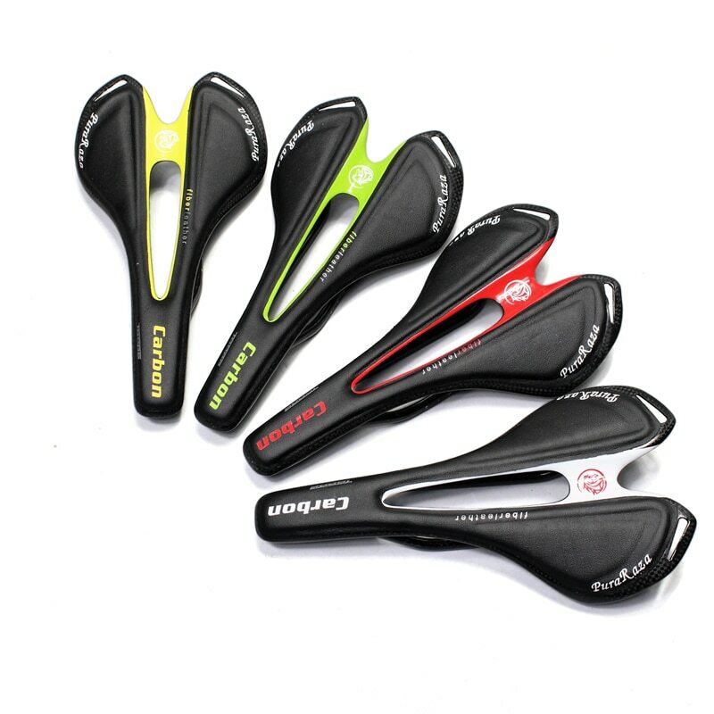 Carbon Fiber + Leather Bicycle Saddle Road Mountain Bike Saddle Seat Pad Cushion