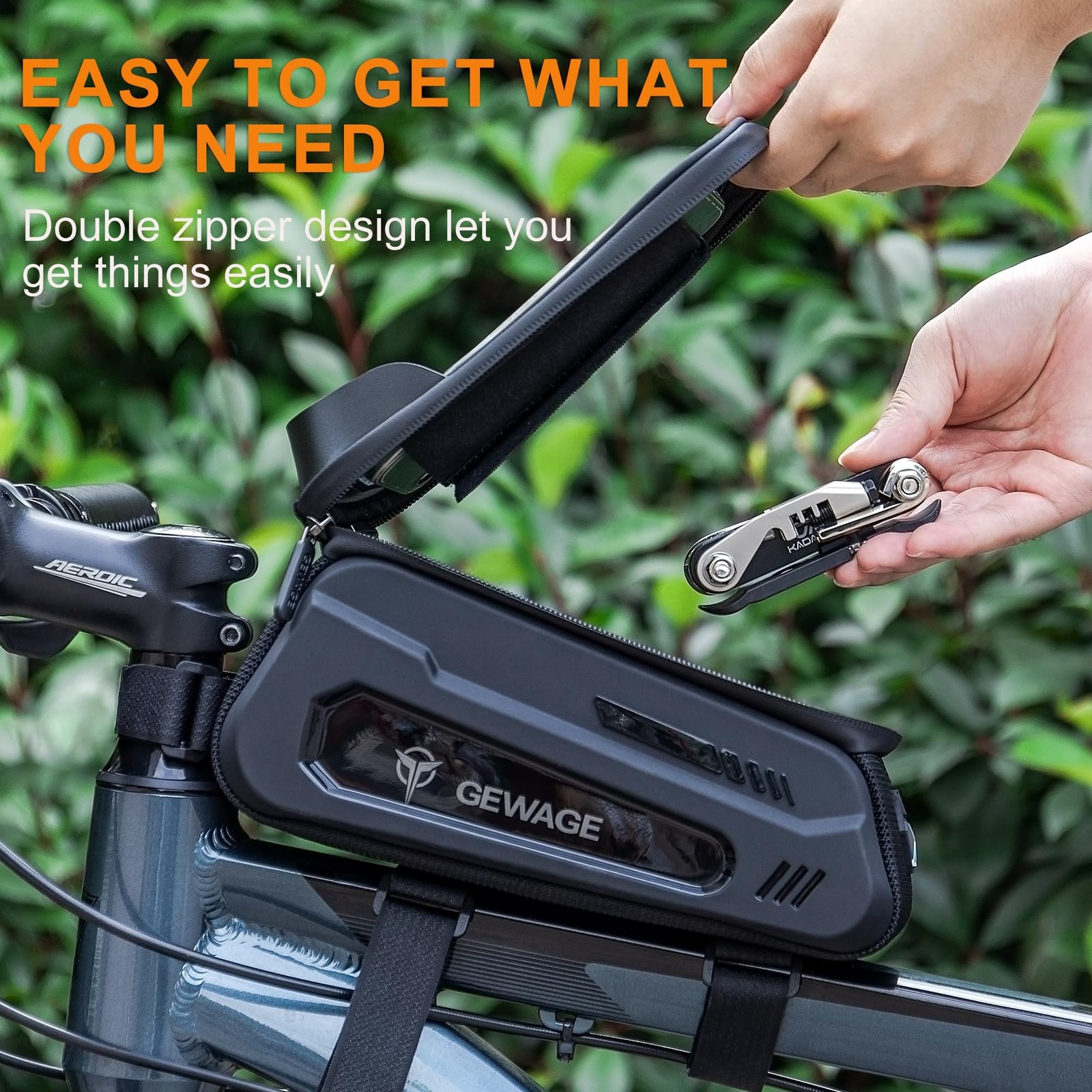 GEWAGE Bicycle Phone Mount Bag & Bicycle Tire Pump, Bike Multitool with Tyre …