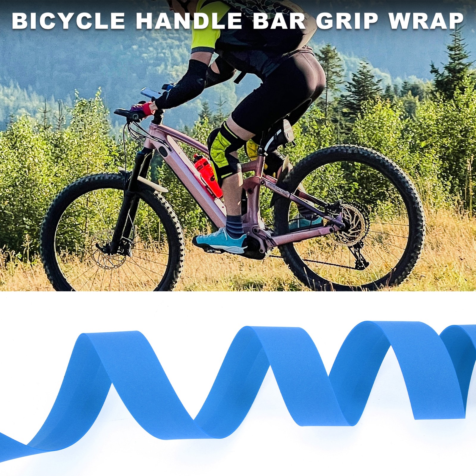 Bike Handlebar Tape Non-Slip Bicycle Handlebar Grip Tape Blue 1 Pair