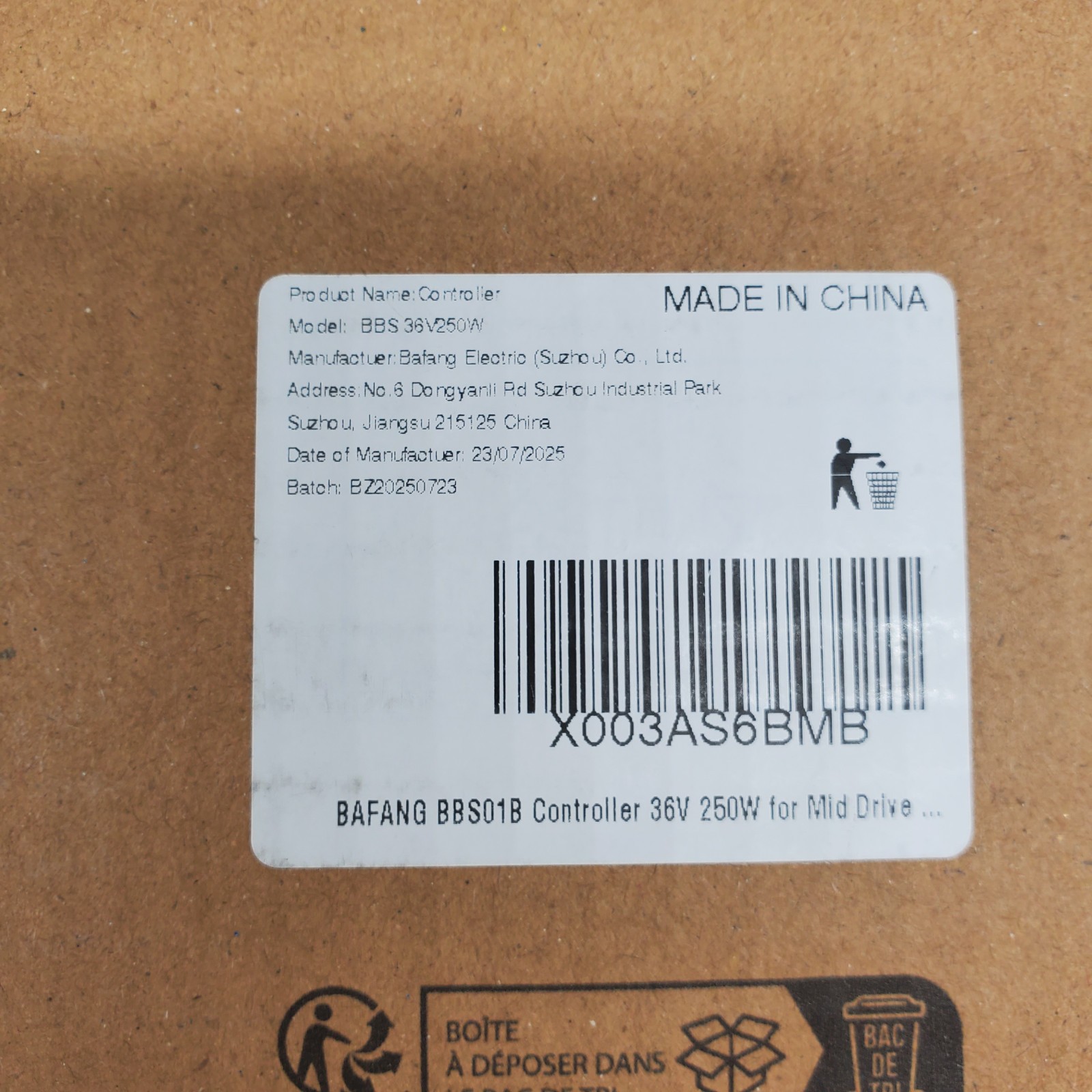 BAFANG BBS01B 36V 250W 15A Motor Controller ZEEKPOWA Replacement NEW