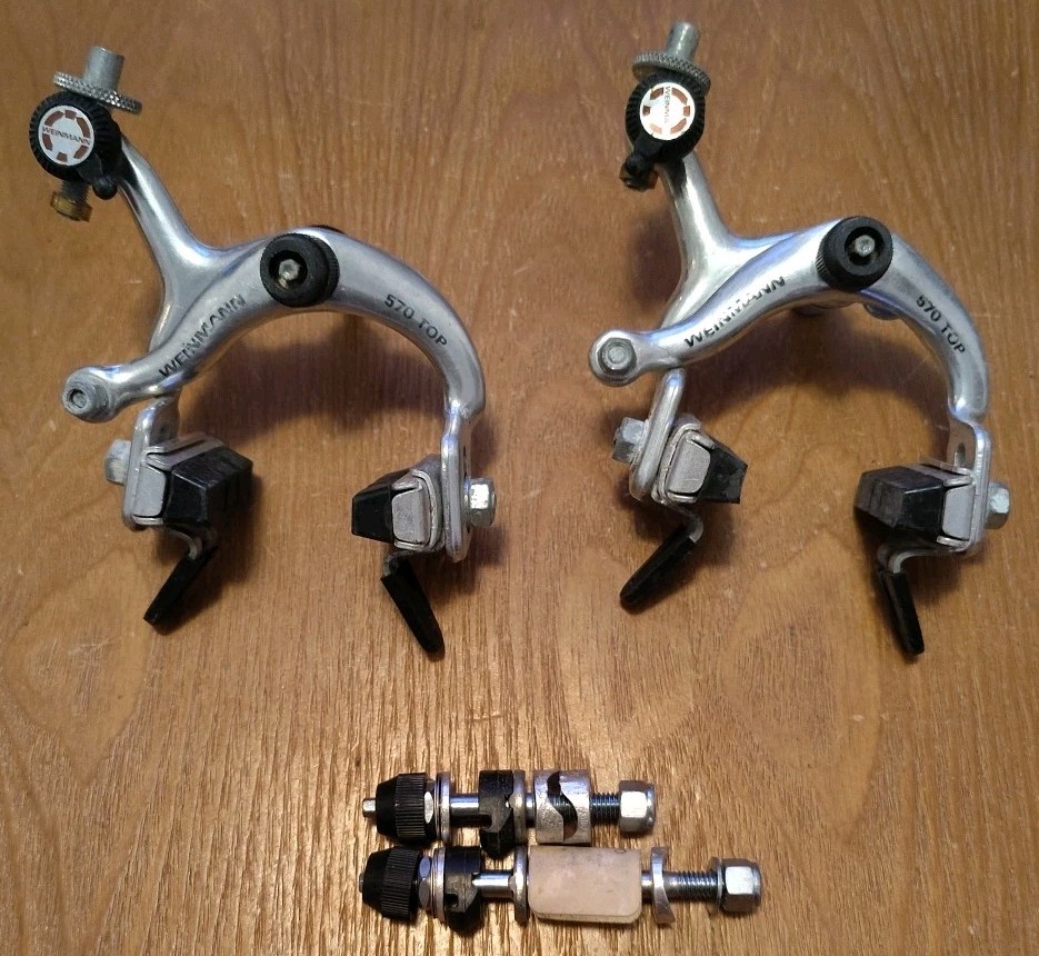 [1.011] NOS WEINMANN 570 ALPHA LT SEMI AUTO SIDE PULL BRAKE SET 50 MM CENTER