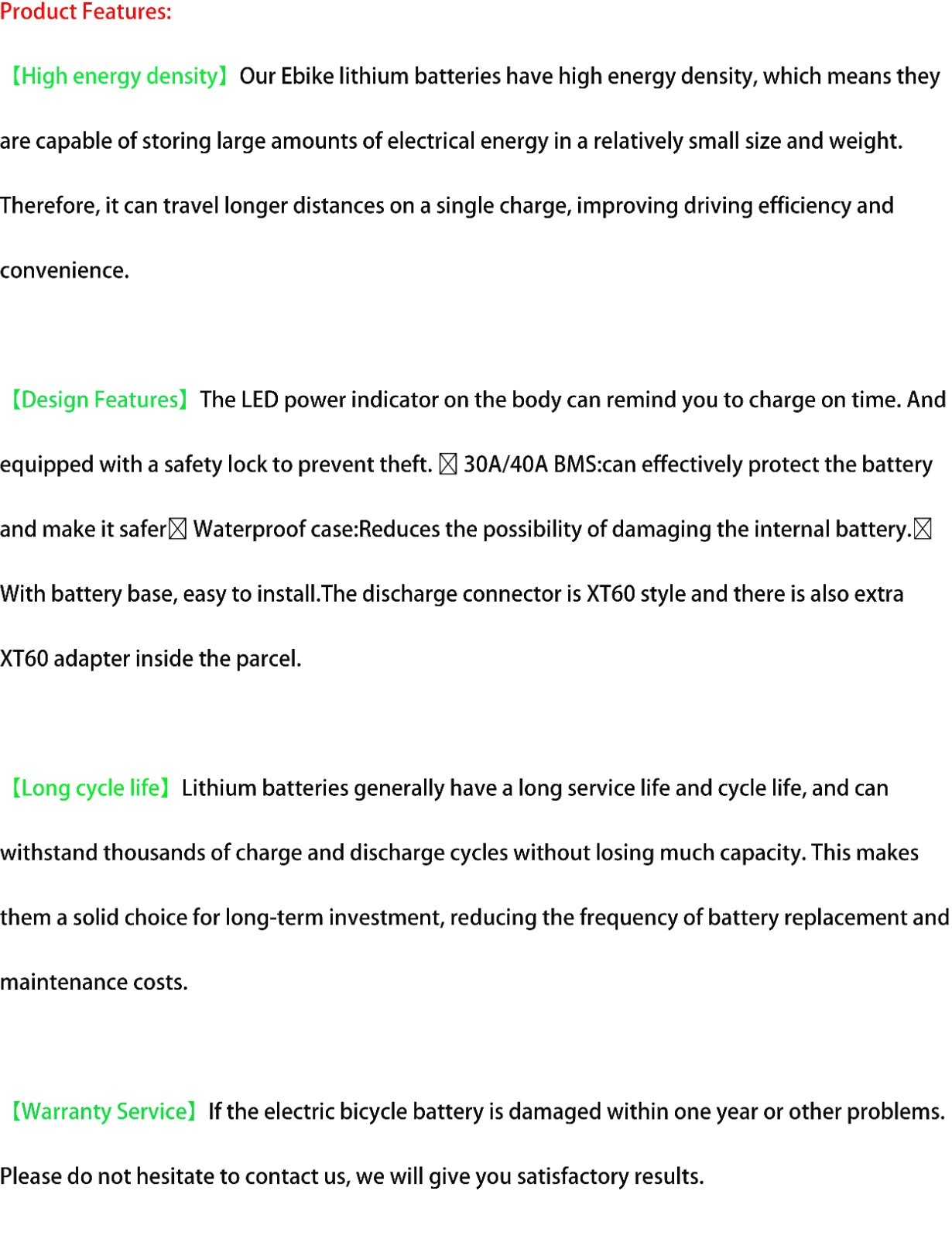 48V/36V ebike Battery 10Ah/15Ah For 500W 750W 1000W 1500W 1800W Electric Motor