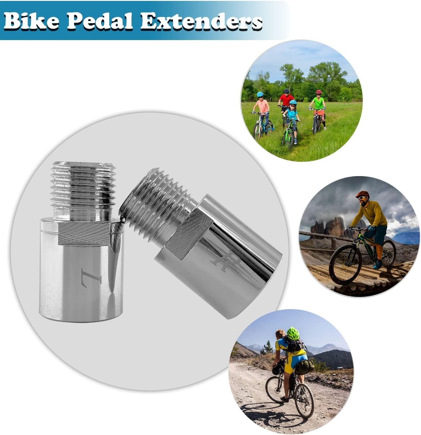 Bike Pedal Extenders Steel 20mm Anti-Rust Adjustable Comfort Multi-Use