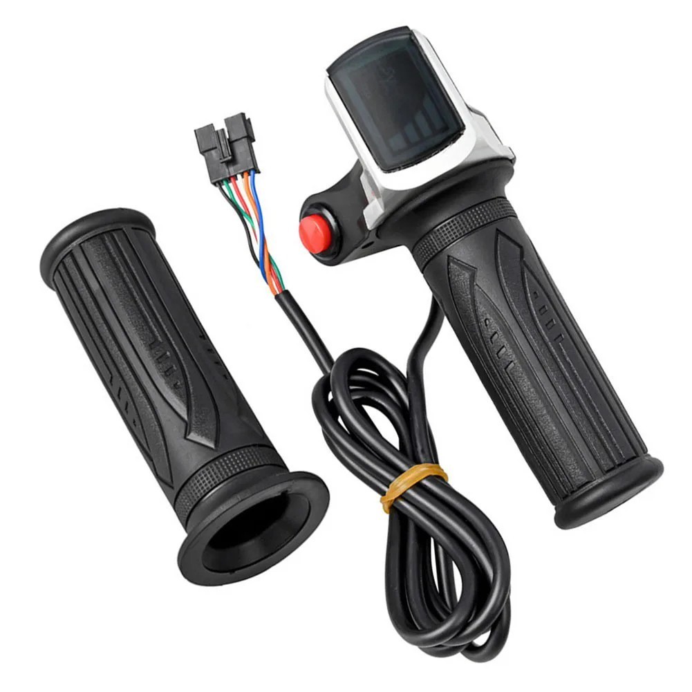 36V 48V 6pin E-Bike Throttle E-Scooter Accelerator Grip Handlebar w/ LED Display