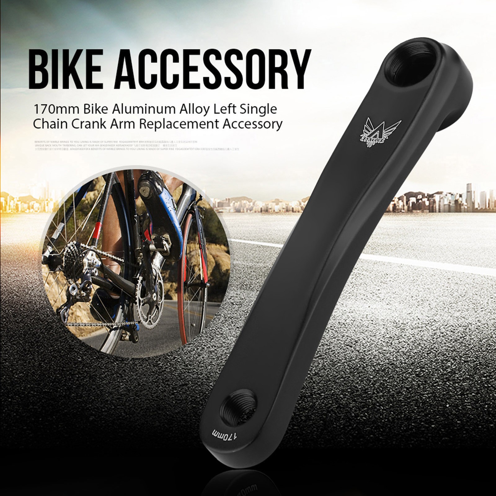 170mm Bike Aluminum Alloy Left Single Chain Crank Arm Replacement (Black Rhombic
