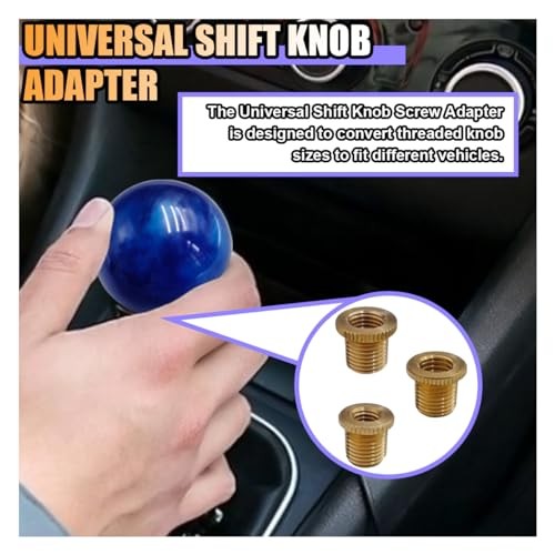LAINLOY 3PCS Car Shift Knob Adapters, M10 x 1.25, M10 x 1.5, M8 x 1.25 Brass