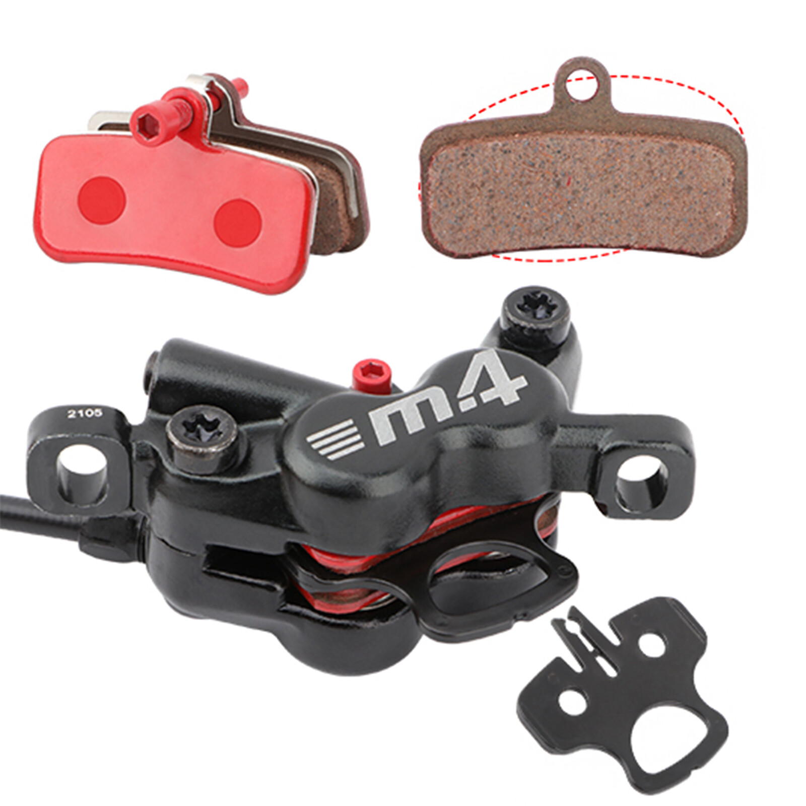 MEROCA 4-Piston Caliper Hydraulic Disc Brake Lever Set Front Rear 800/1400mm