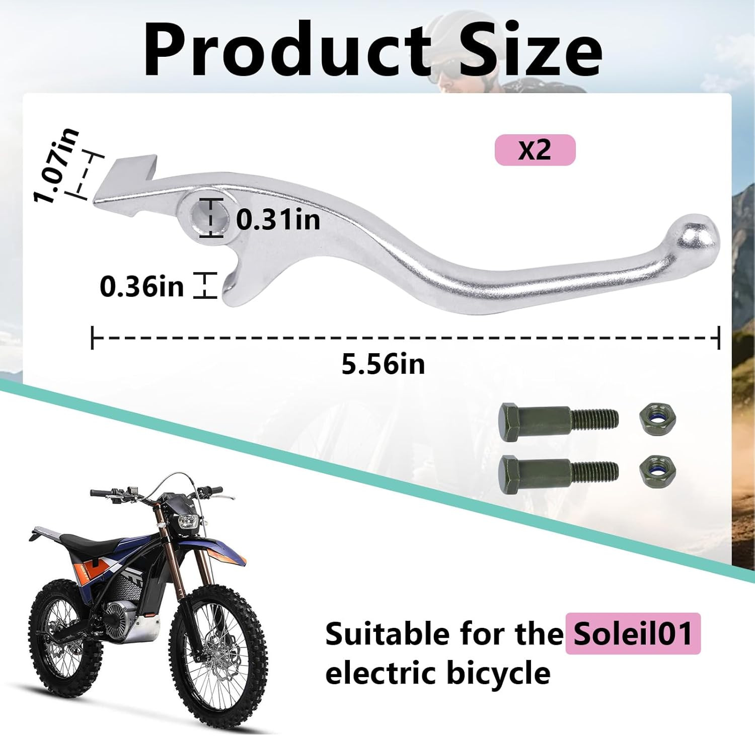 1 Pair Left and Right Lever Handbrake Compaitble with Tuttio Soleil01 E-Bike, Al