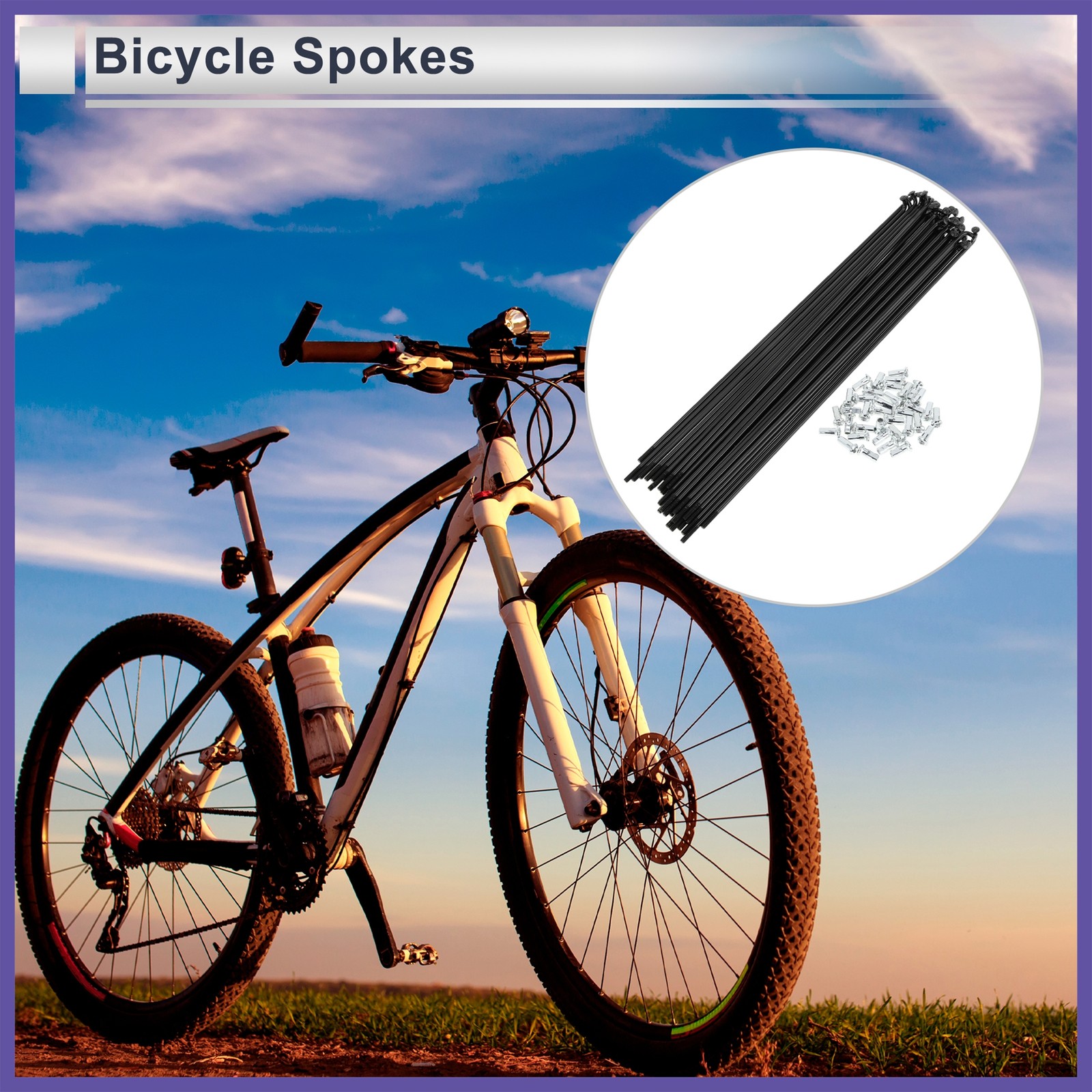 1Set 12G 225mm Length Bicycle Spokes Nipple Carbon Steel Black Universal