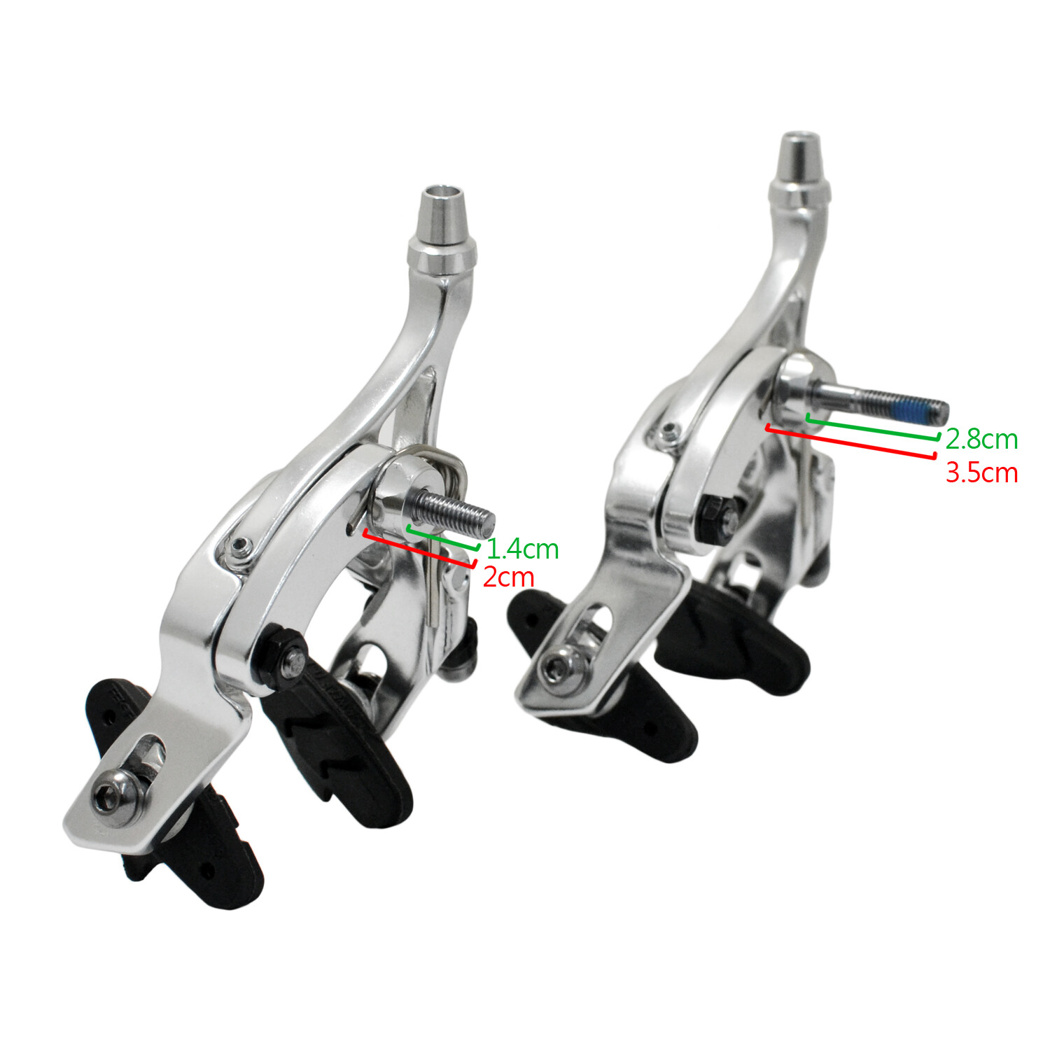 TEKTRO R359 Dual Pivot Caliper Brake Set 39-54mm Designed for 32C Tire , Silver
