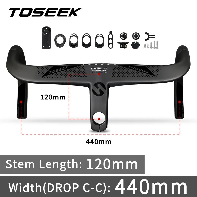 Bicycle Drop Bar Carbon Integrated Handlebar 28.6mm with Bike Computer Holder