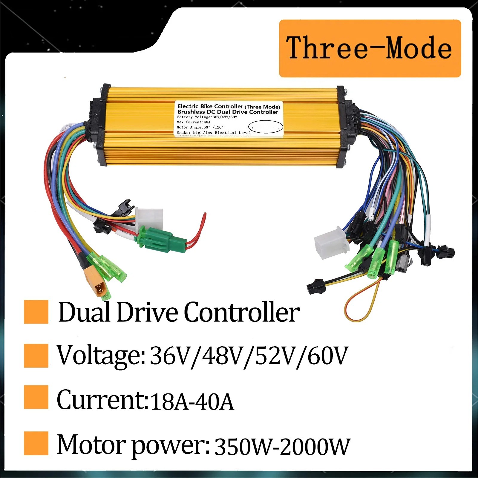 36V-60V 800W Sine Wave Dual Motor Controller 40A Quiet Smooth Drive for E-Bike