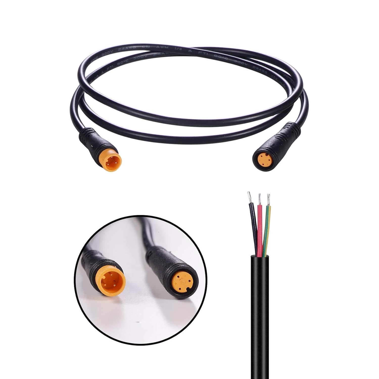 Ebike Extension Cable 2-9 Pin Waterproof Plug for Light Throttle Display 80cm