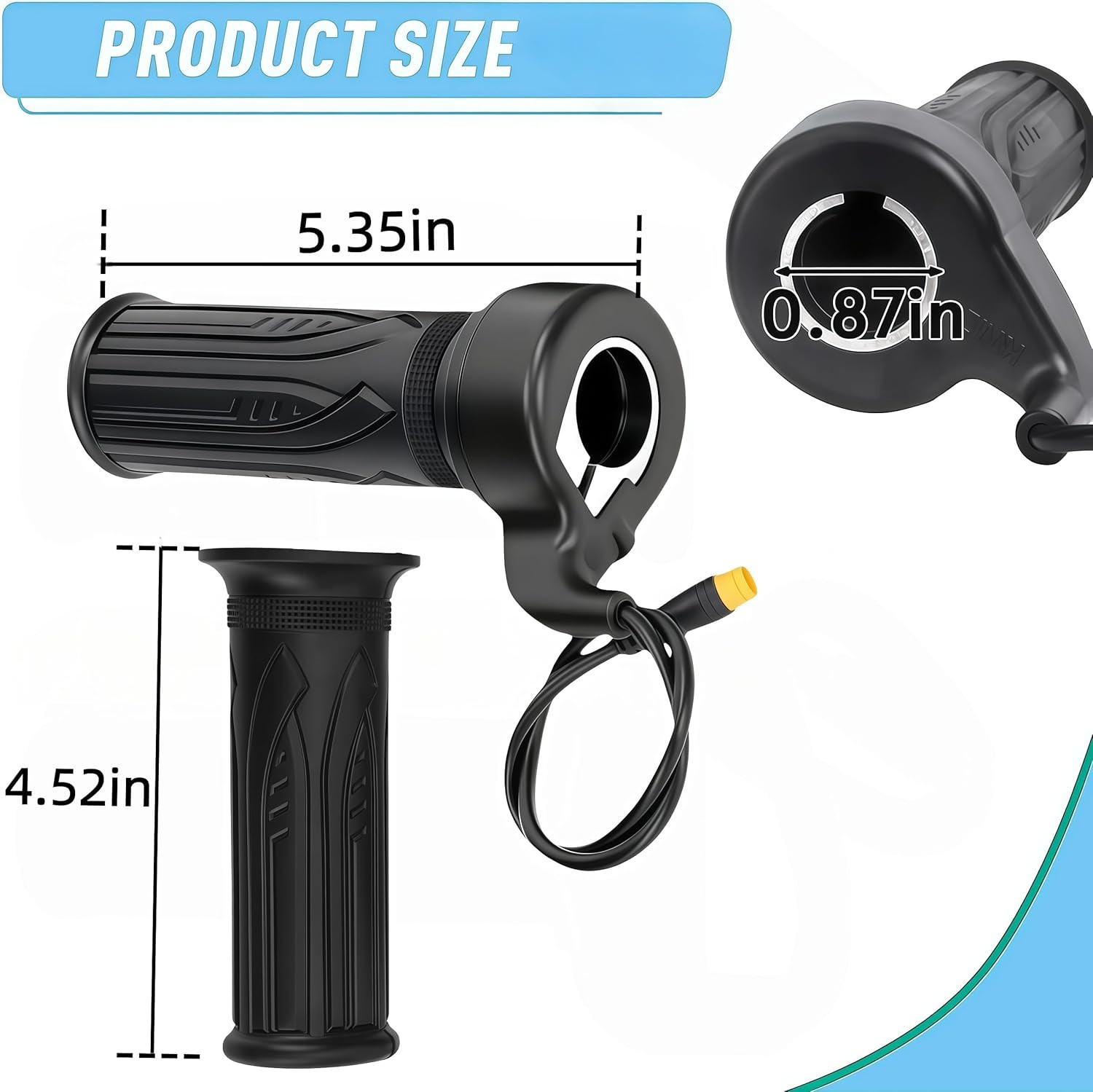 20X Full Twist Throttle Grip, for Ebike 12V-72V, 22.2Mm Handlebar, 3Pin Waterpro