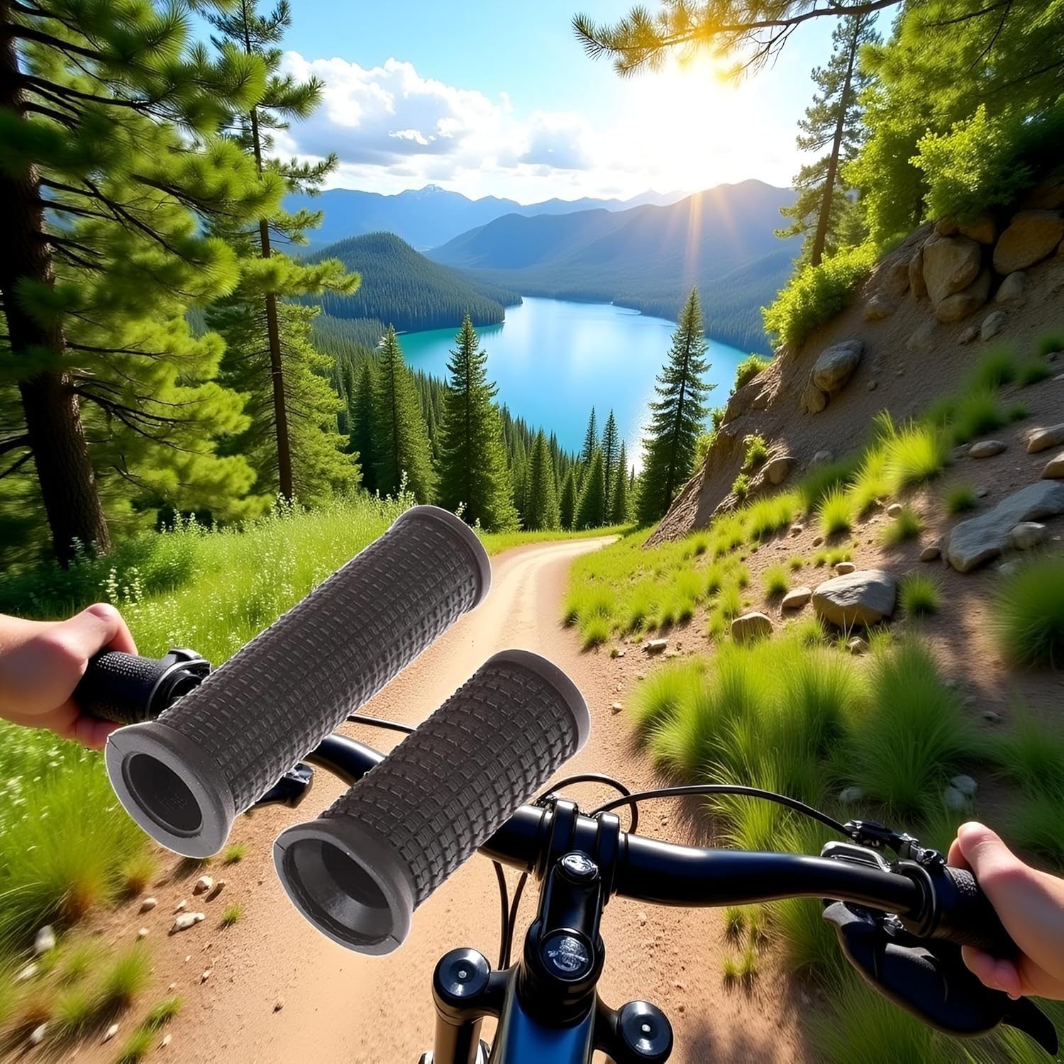 2Pcs Black Bike Long/Short Handlebar Grips for Twising Shifter, Shockproof