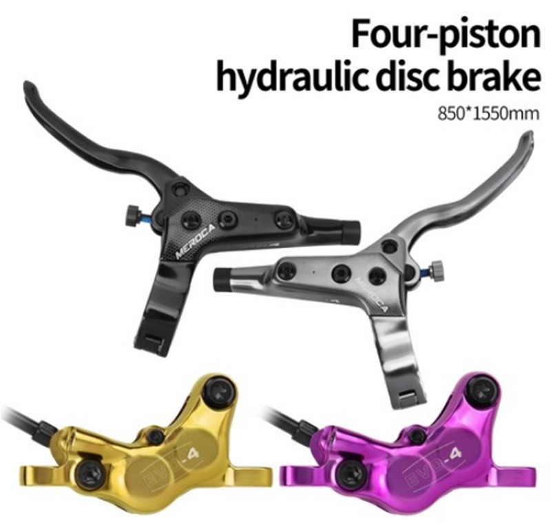 2pcs 4-Piston Hydraulic Disc Brake Set For Mountain Bike Front/Rear 850/1550mm