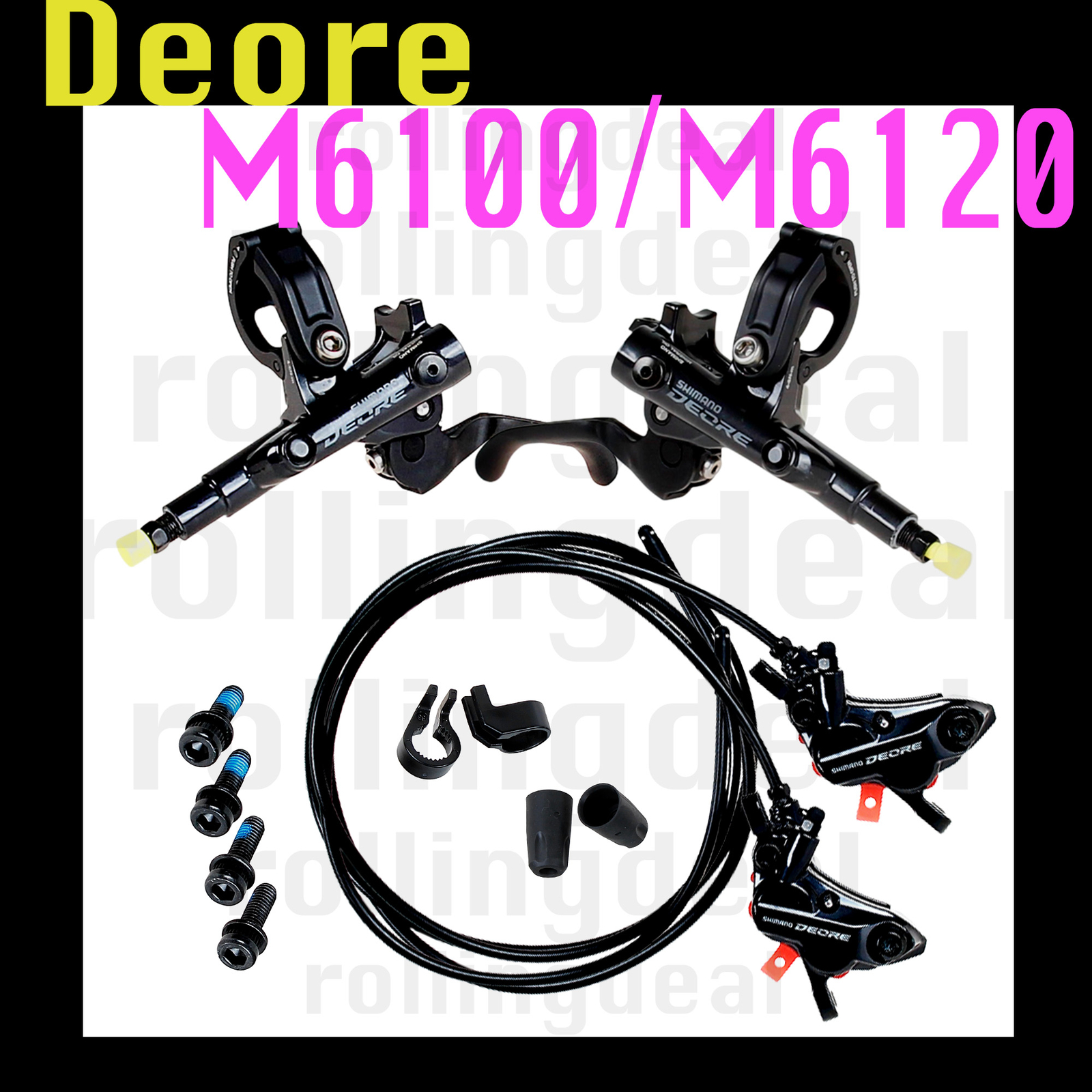 SHIMANO Deore Disc Brake 4-Pistons BL-M6100 (LR) + BR-M6120 (FR) J-kit RESIN PAD
