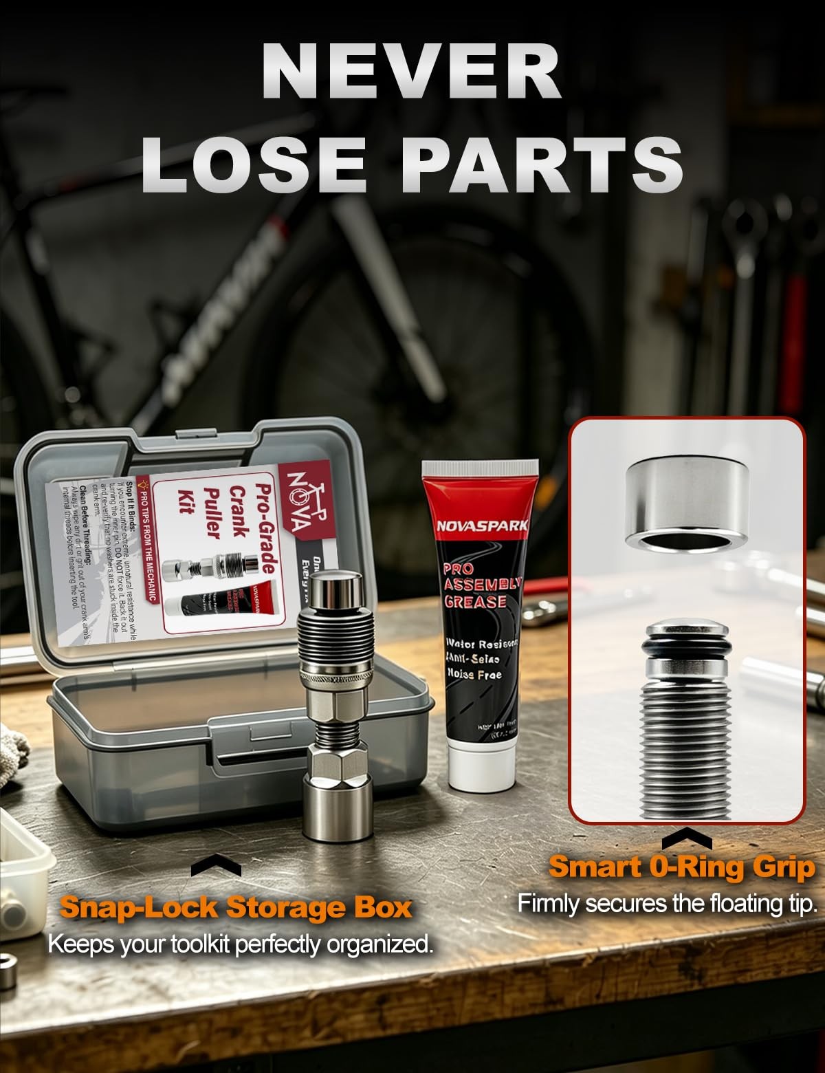 White Upgraded Bike Crank Puller Removal Tool Kit Basic