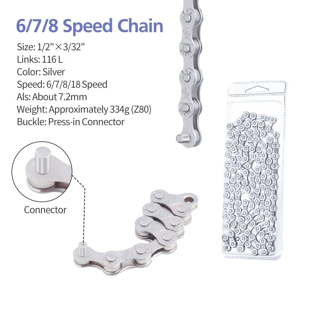 Alloy Steel 6/7/8 Speed Bike Chain – Durable, Lightweight, and Adjustable Length