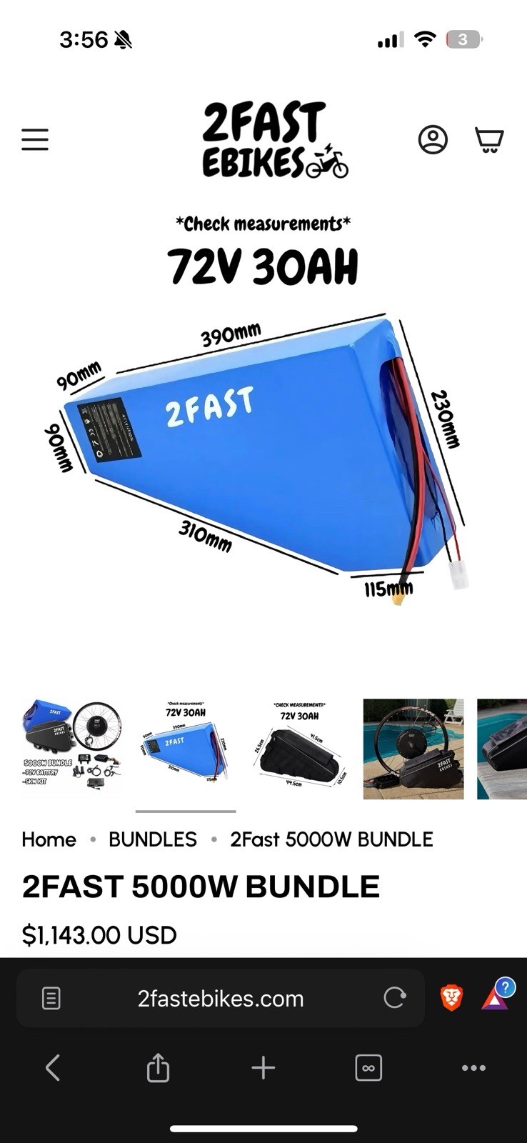 2Fast Ebikes 5000W E-Bike Conversion Kit 72V 30Ah Li-Ion Battery Controller Set