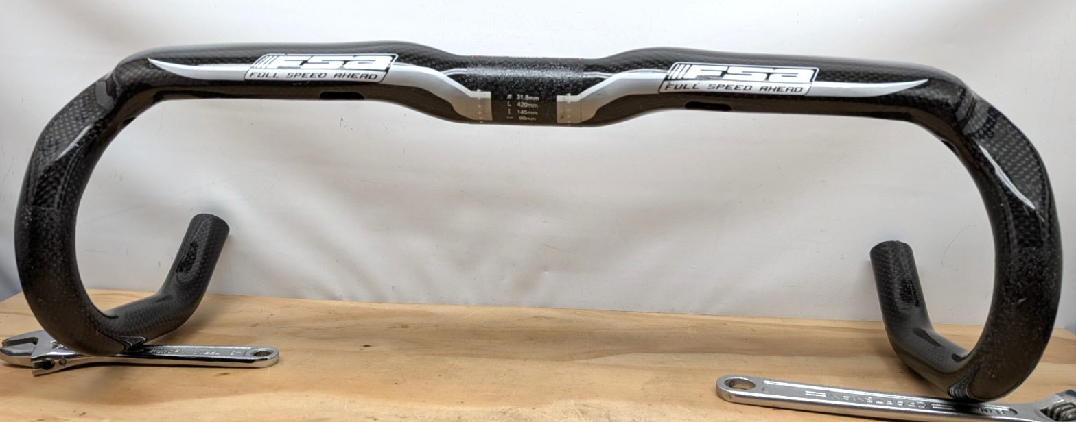 FSA Carbon K-Wing Aero Road Bike Drop Handlebars, 42cm, 31.8mm center, 145 drop