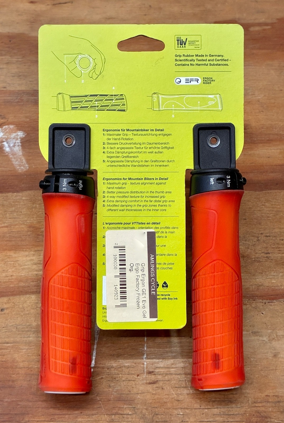 New Ergon GE1 Evo Factory Frozen Orange Ergonomic Lock-On Grips Made in Germany