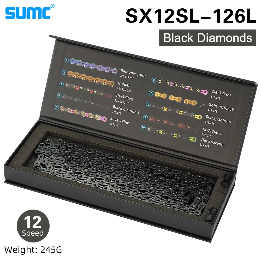 Bicycle Chain 12Speed Diamond Color Bike Chain MTB Mountain Road Bike Ultraligh