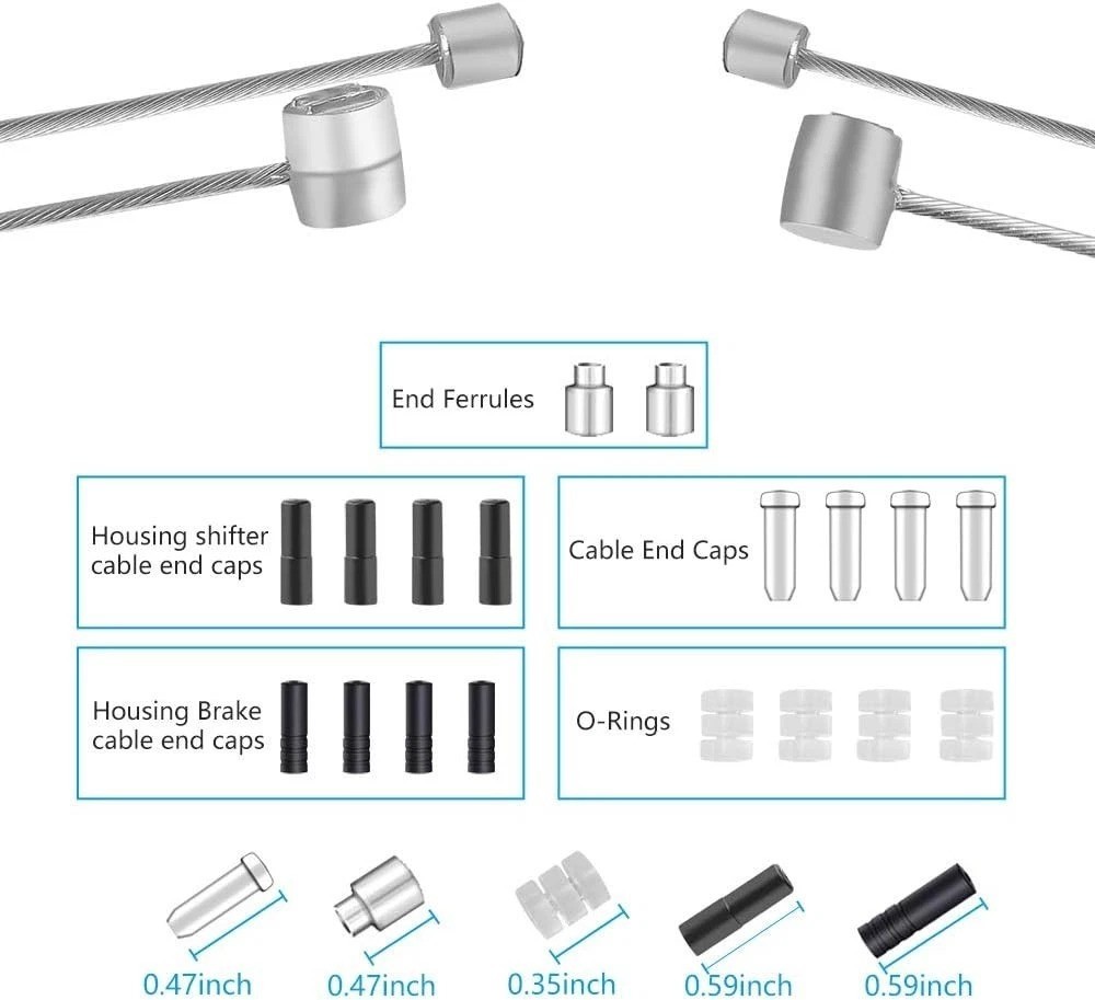 18 PCS Bike Brake and Shifter Cable Set – Durable Stainless Steel & Zinc-Coated